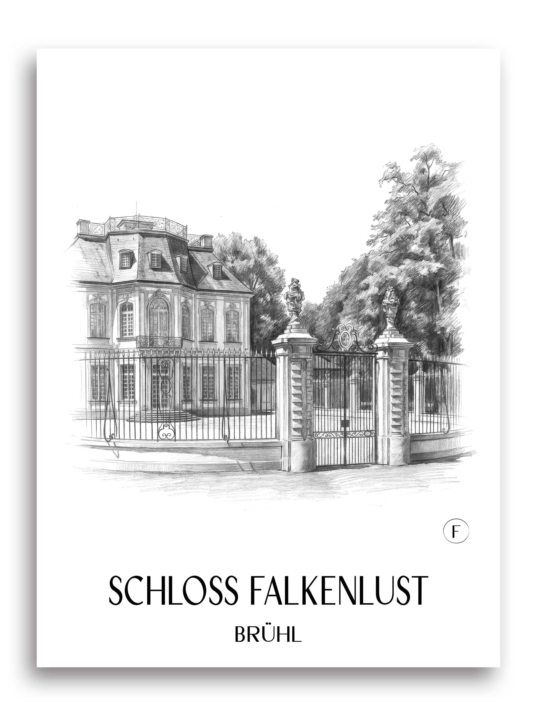 schloss-falkenlust-brühl-deutschland-poster-bleistift-zeichnung-drawing
