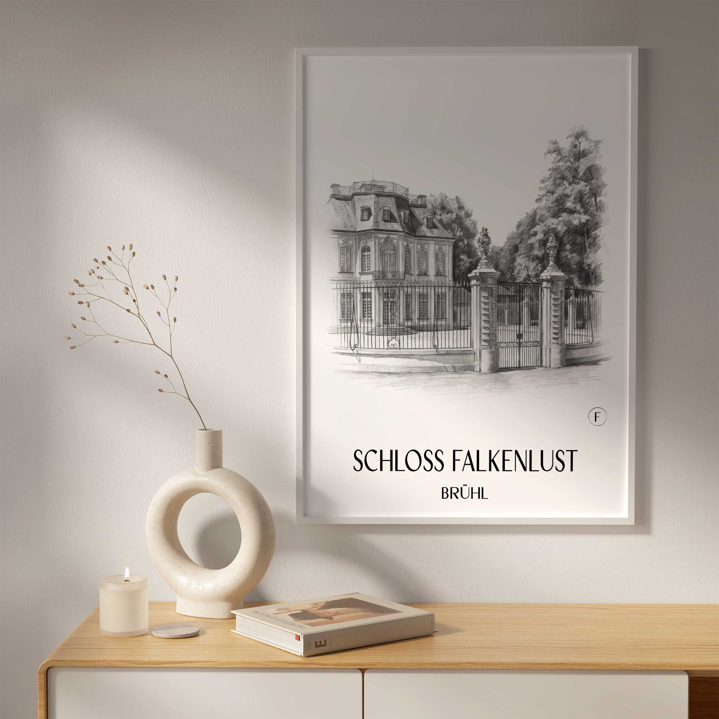 schloss-falkenlust-brühl-deutschland-poster-bleistift-zeichnung-drawing