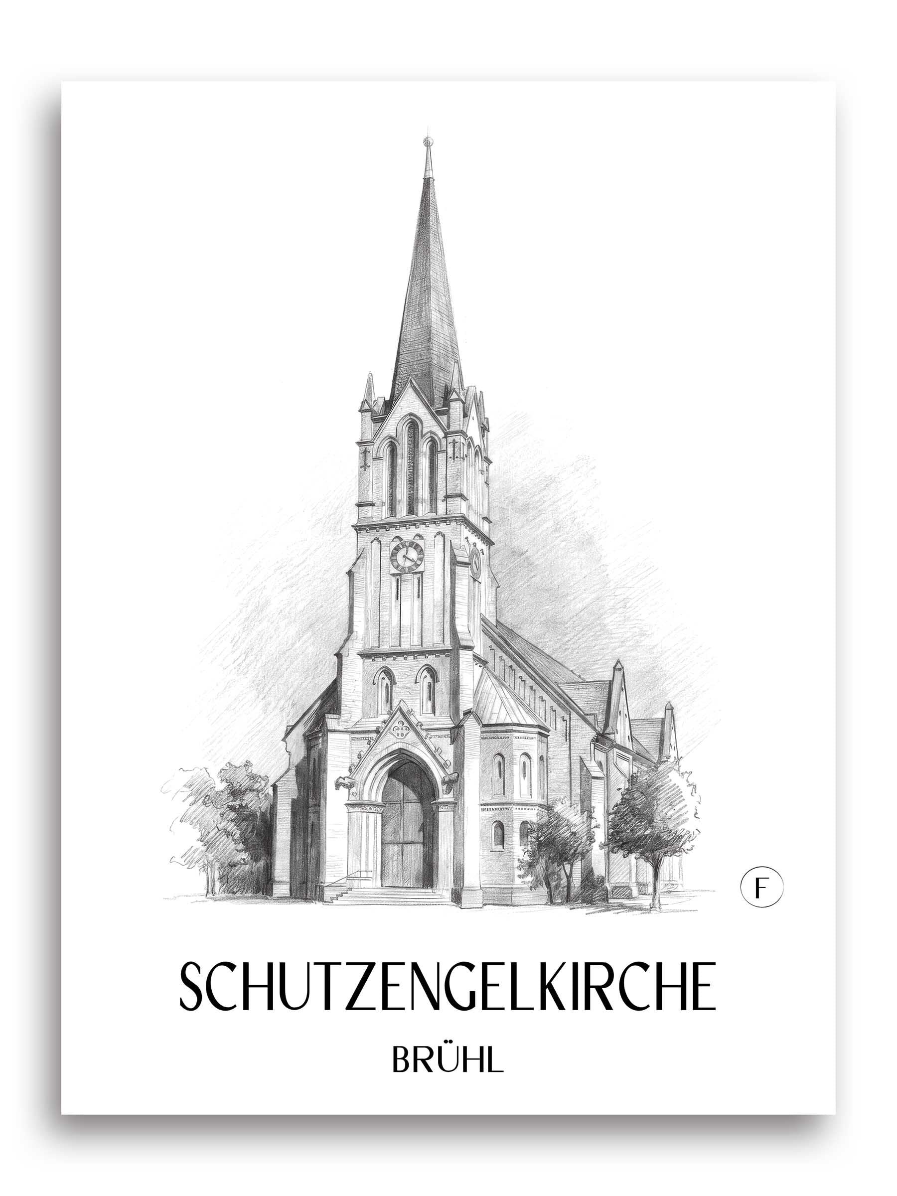 schutzengelkirche-brühl-deutschland-poster-bleistift-zeichnung-drawing