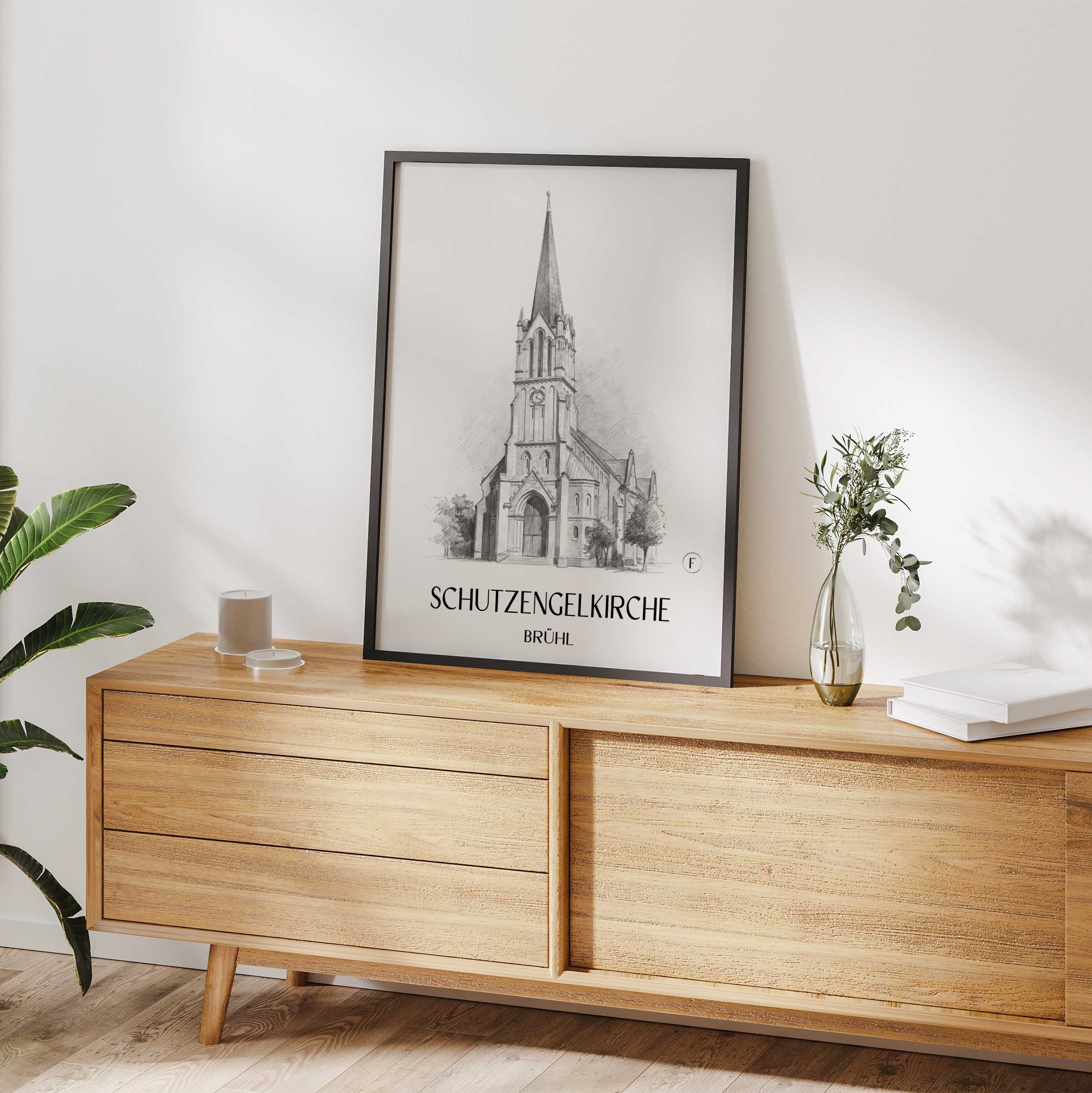 schutzengelkirche-brühl-deutschland-poster-bleistift-zeichnung-drawing