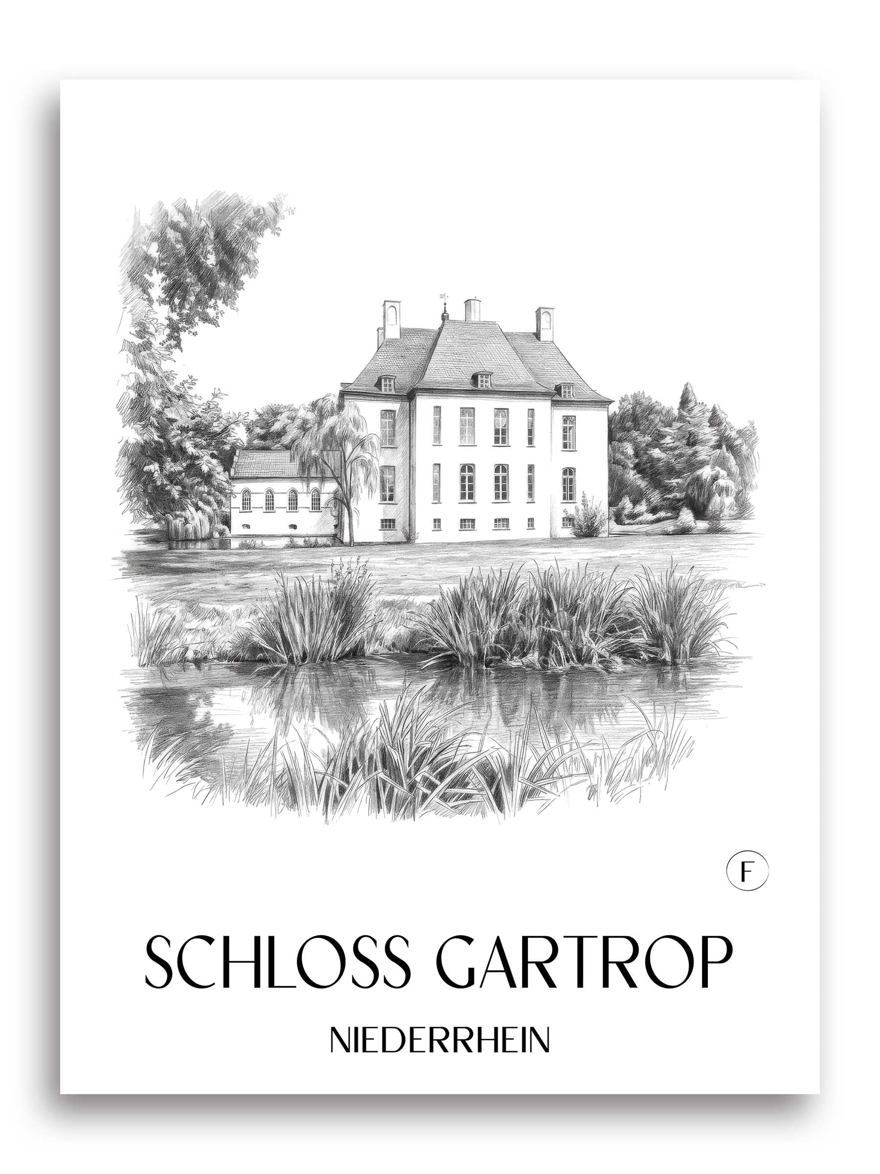 schloss-gartrop-niederrhein-deutschland-poster-bleistift-zeichnung-drawing