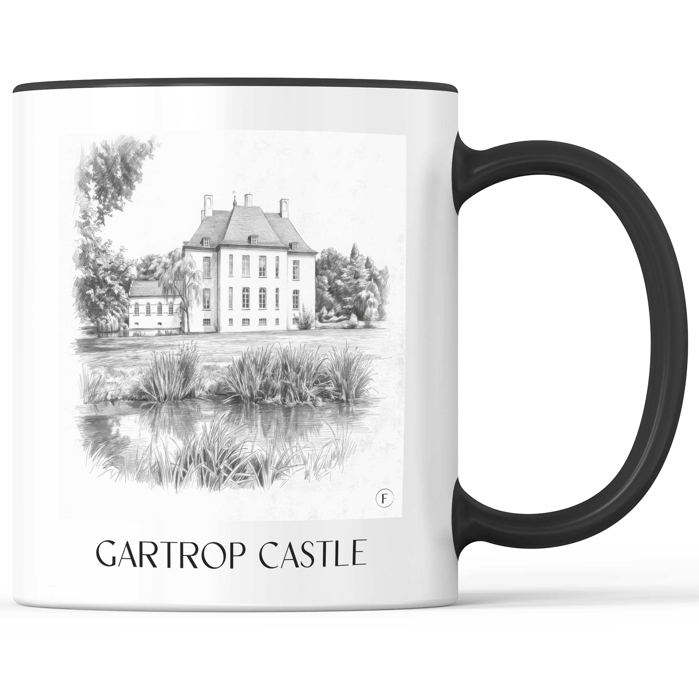Schloss Gartrop Kaffeebecher - Niederrhein - Deutschland Becher - Kaffeetasse im Zeichnung Stil