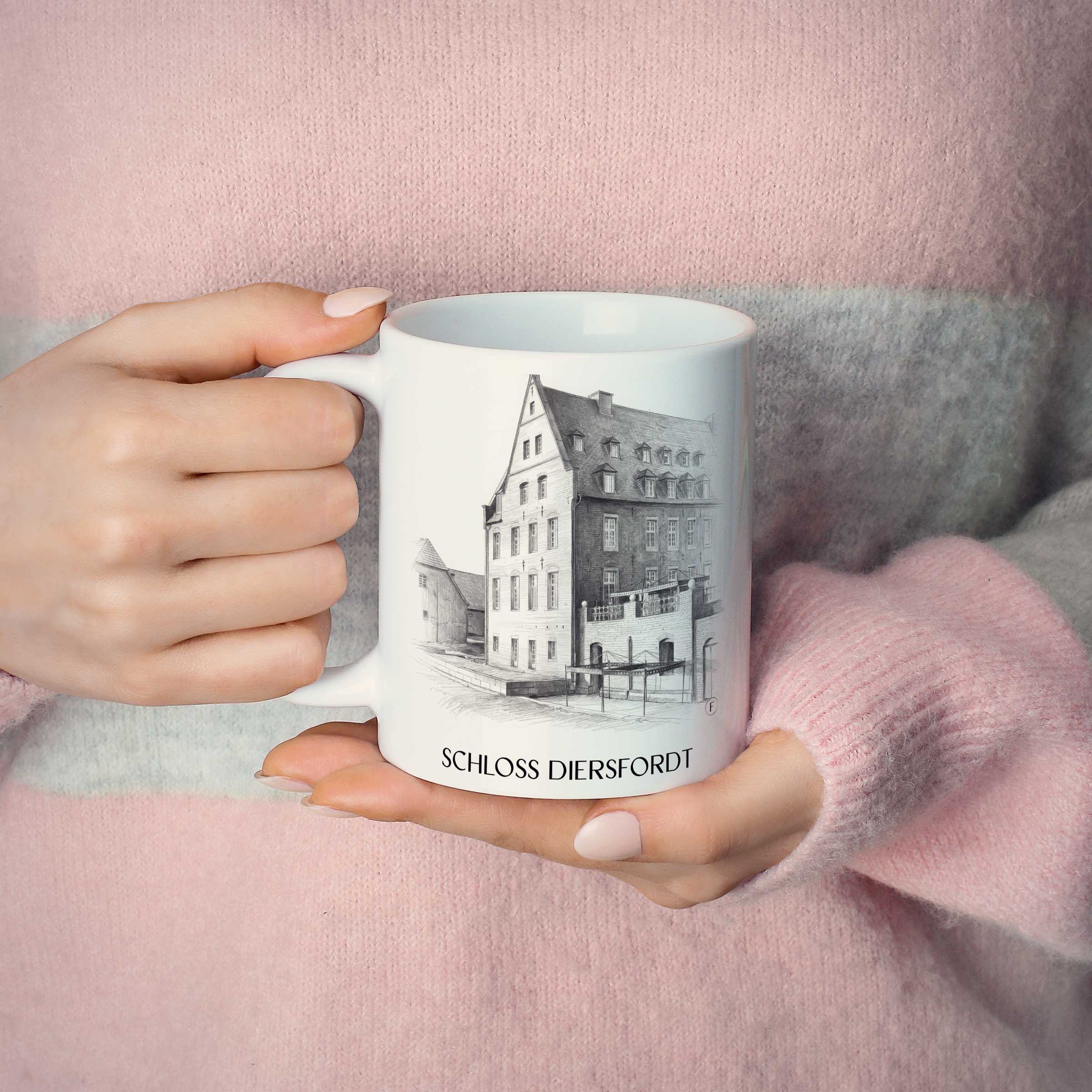 schloss-diersfordt-wesel-deutschland-kaffeebecher-bleistift-zeichnung-drawing