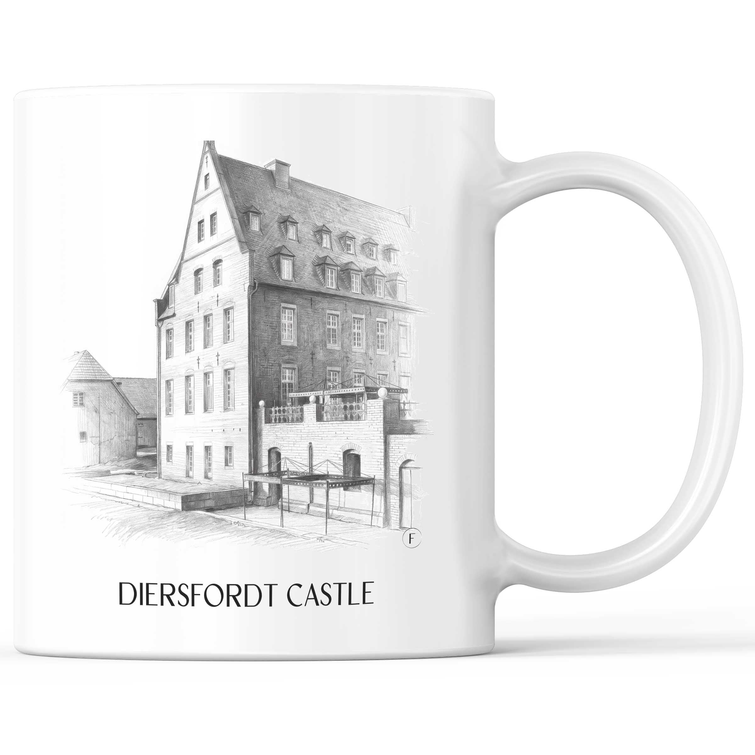 Schloss Diersfordt Kaffeebecher - Wesel - Deutschland Becher - Kaffeetasse im Zeichnung Stil