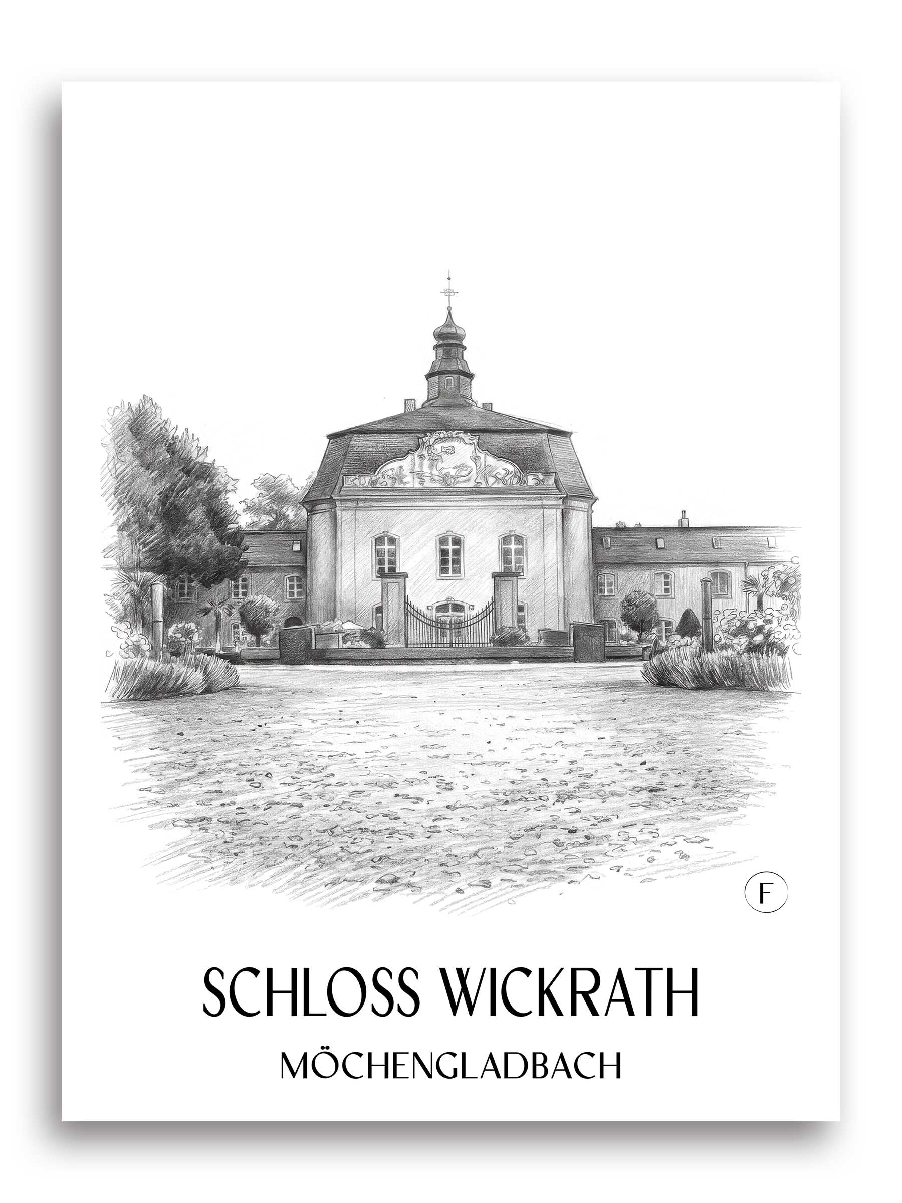 schloss-wickrath-möchengladbach-deutschland-poster-bleistift-zeichnung-drawing