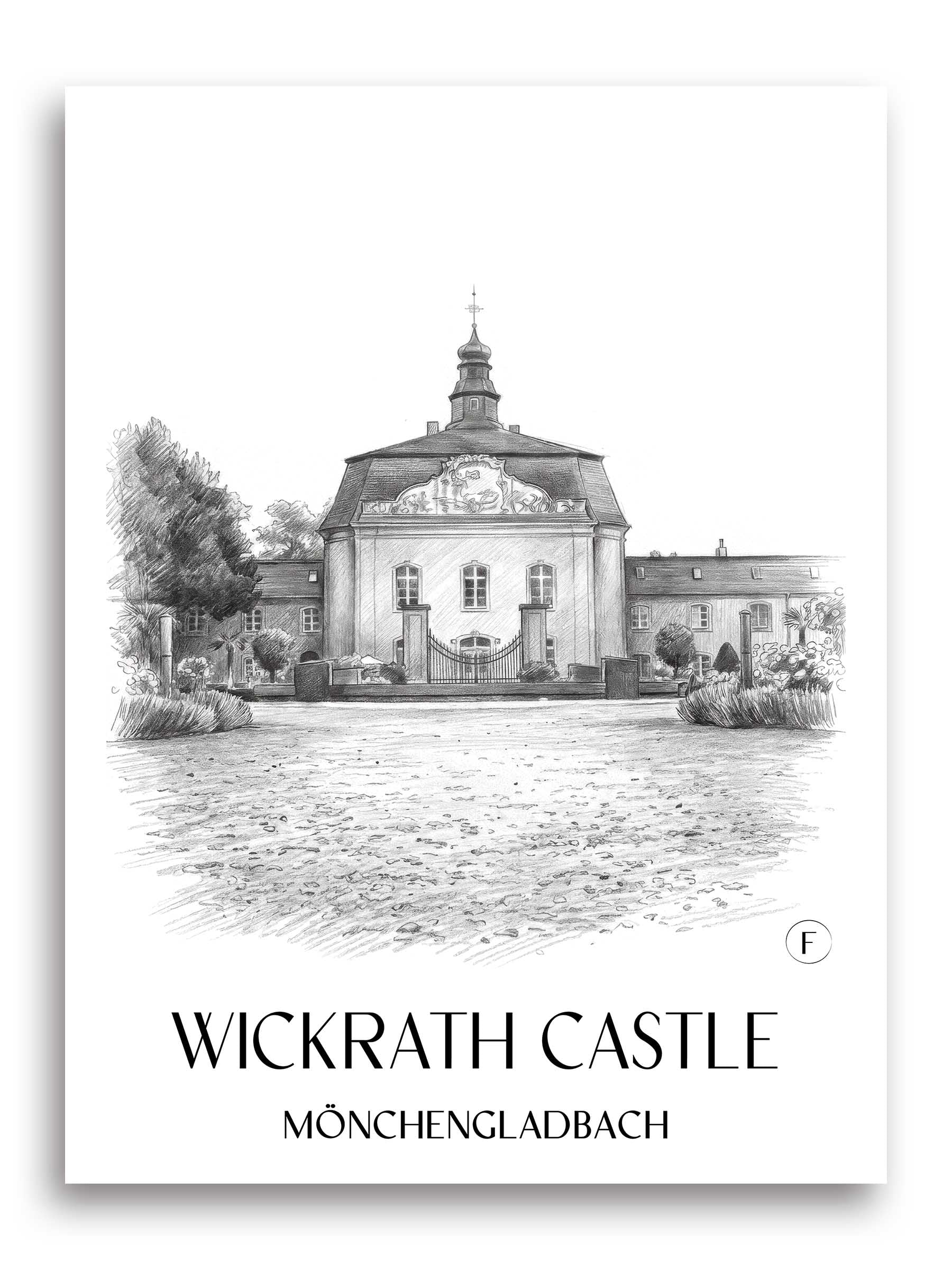 Schloss Wickrath Poster - Möchengladbach - Deutschland Kunstdruck - Zeichnung von A4 bis A1