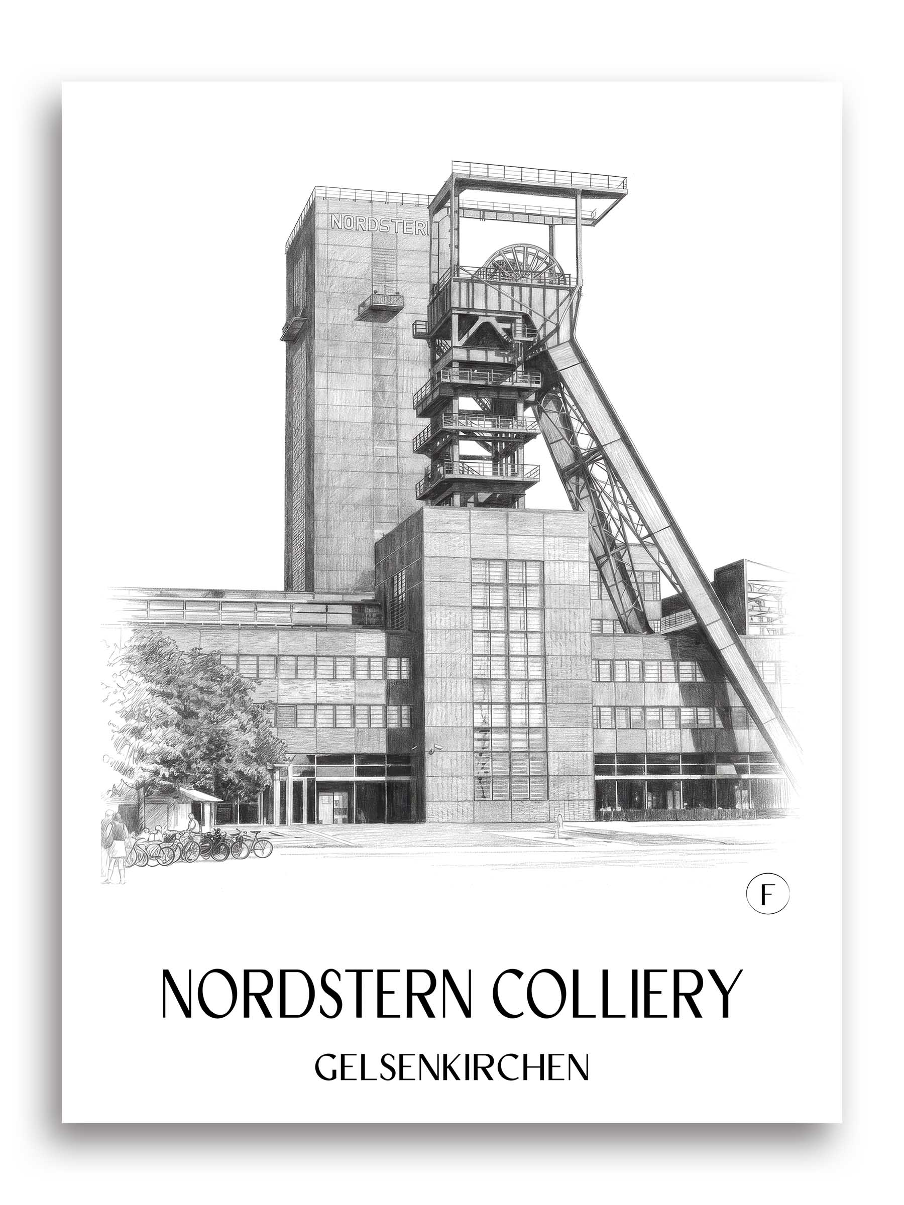 Zeche Nordstern Poster - Gelsenkirchen - Deutschland Kunstdruck - Zeichnung von A4 bis A1
