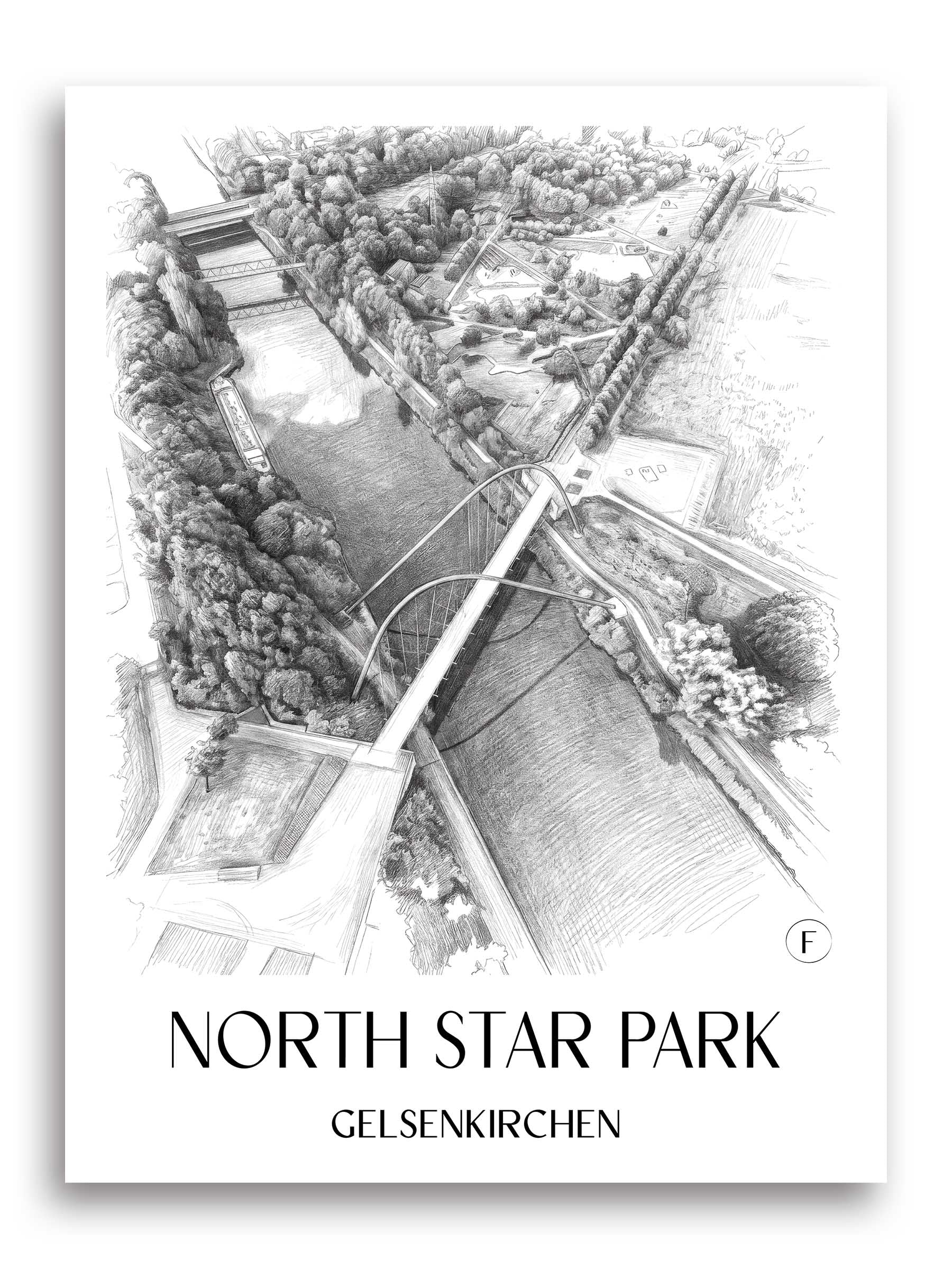 Nordsternpark Poster - Gelsenkirchen - Deutschland Kunstdruck - Zeichnung von A4 bis A1
