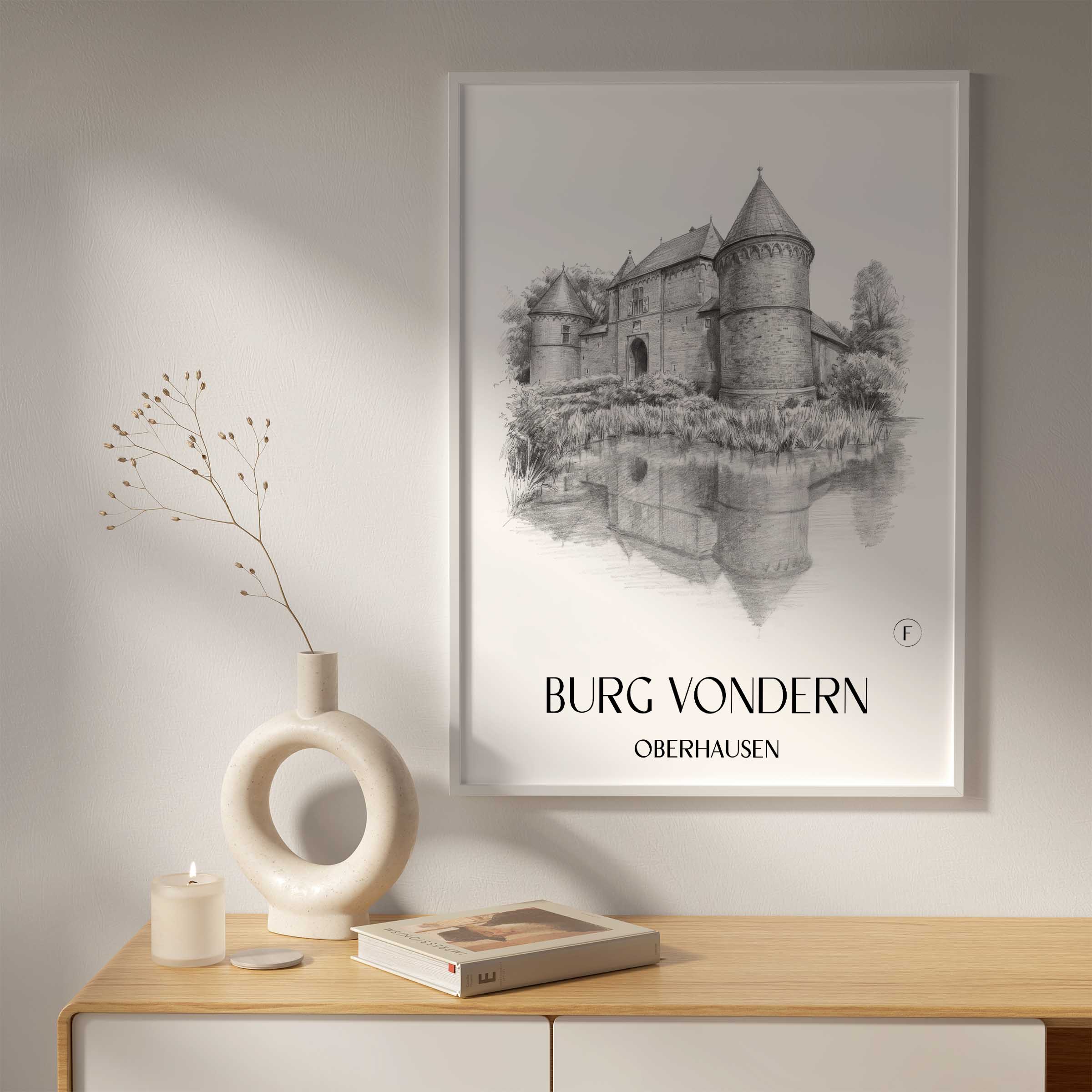 burg-vondern-oberhausen-deutschland-poster-bleistift-zeichnung-drawing