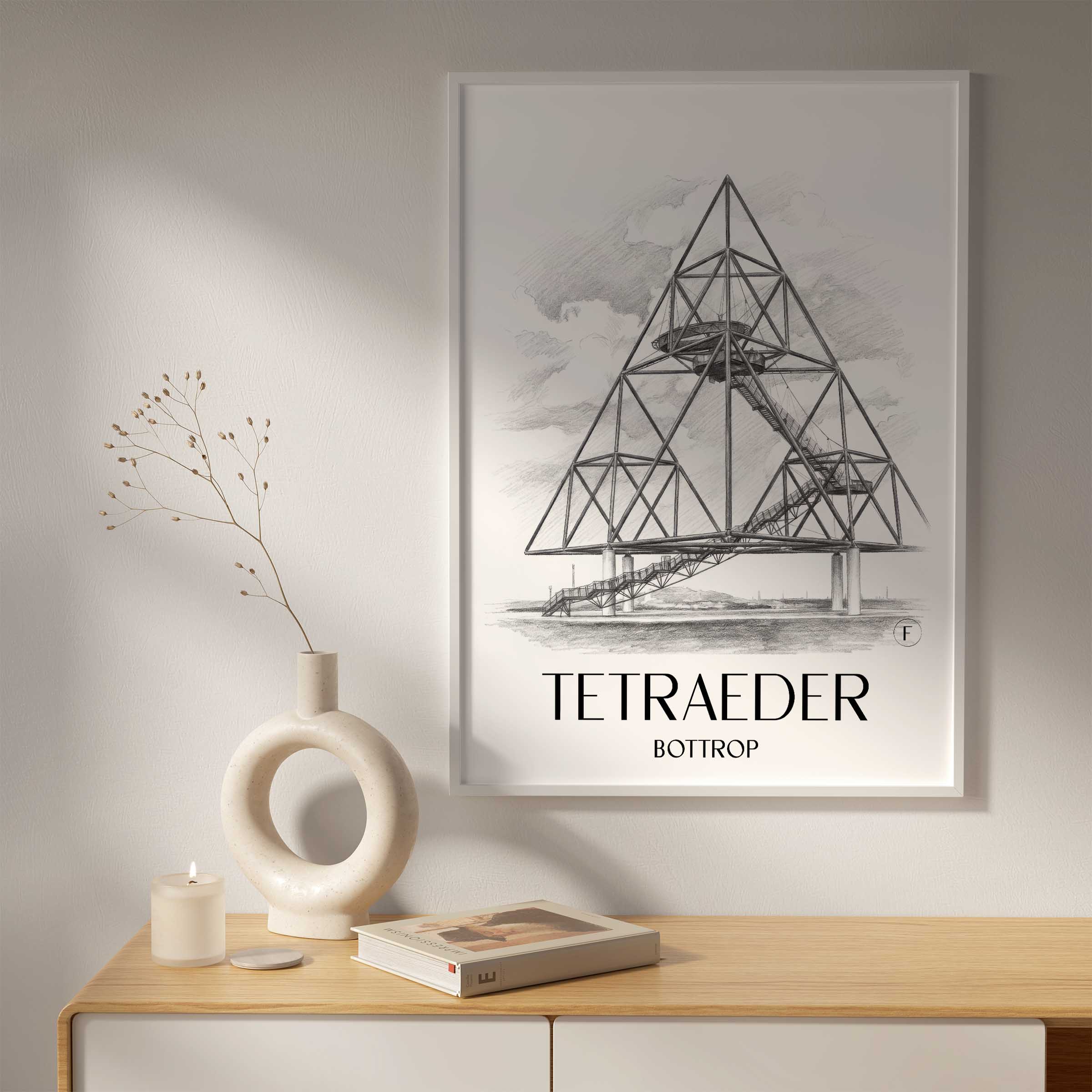 tetraeder-bottrop-deutschland-poster-bleistift-zeichnung-drawing
