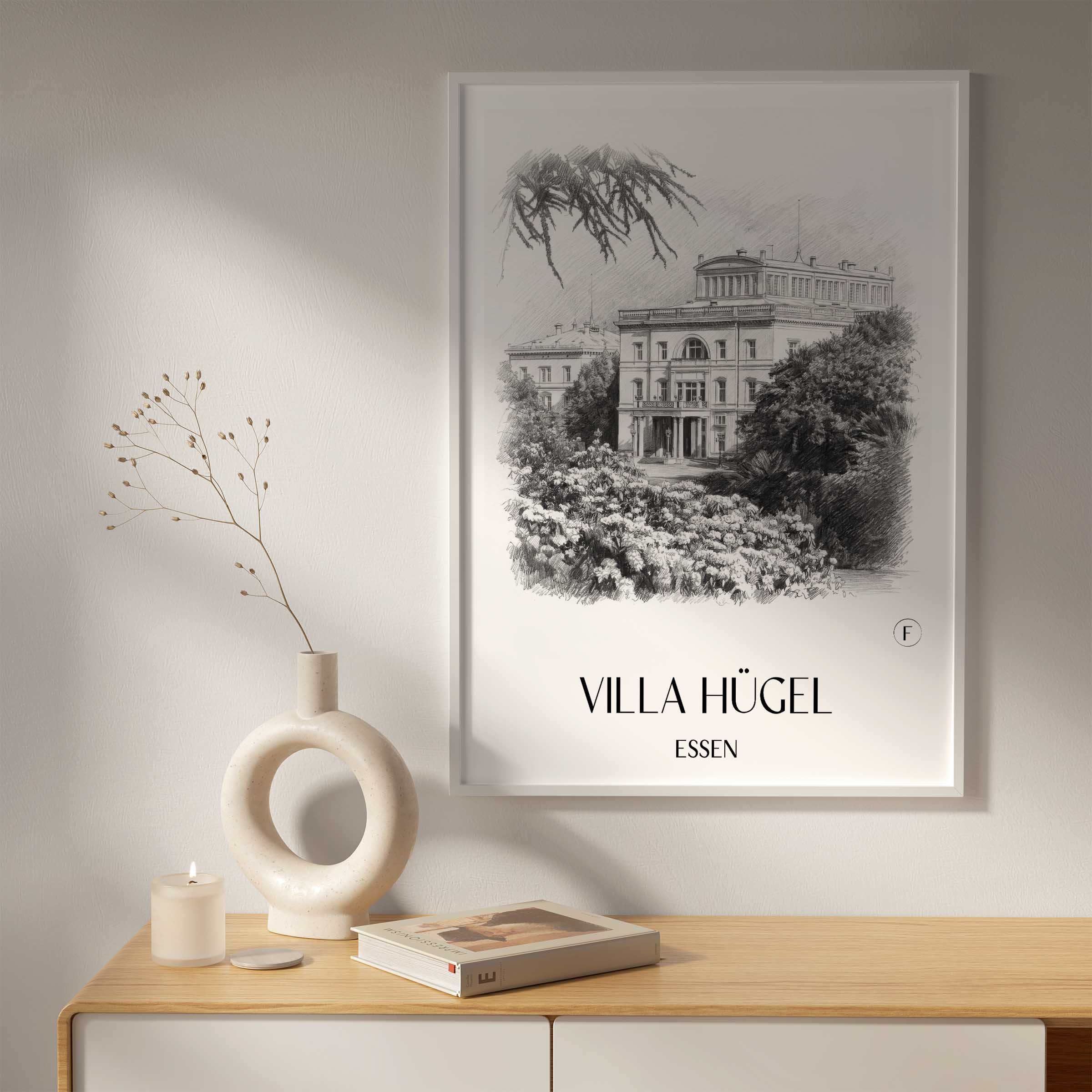 villa-hügel-essen-deutschland-poster-bleistift-zeichnung-drawing