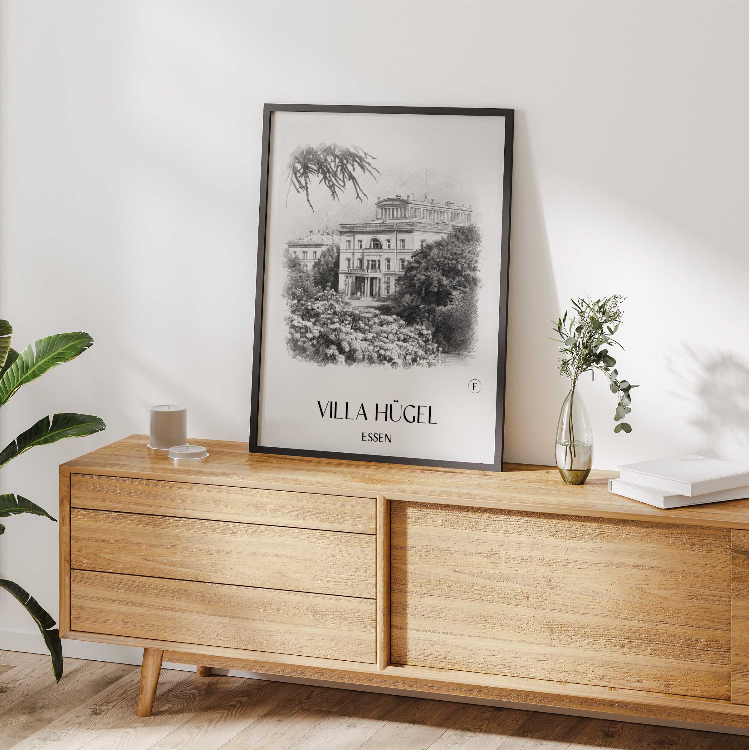 villa-hügel-essen-deutschland-poster-bleistift-zeichnung-drawing