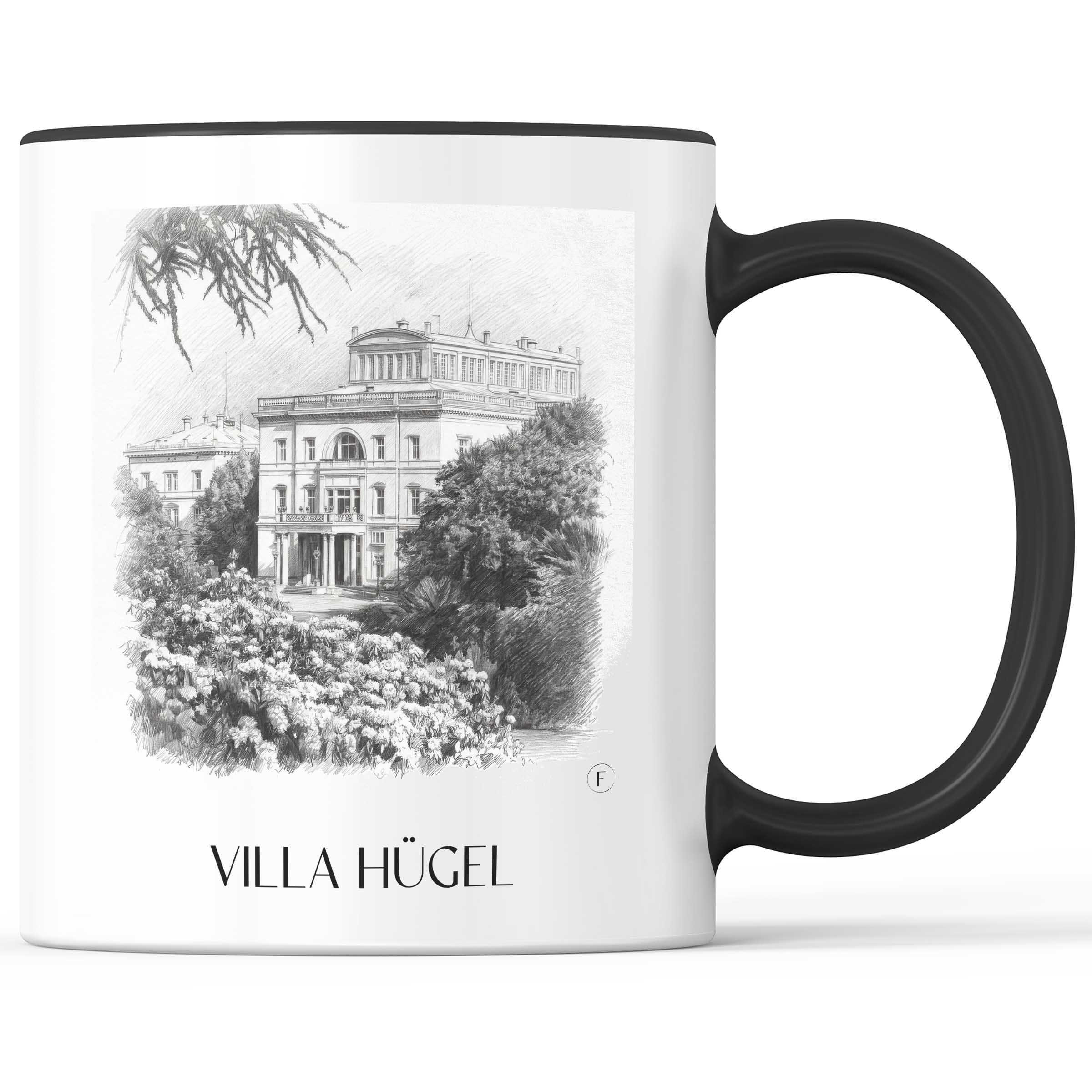 Villa Hügel Kaffeebecher - Essen - Deutschland Becher - Kaffeetasse im Zeichnung Stil