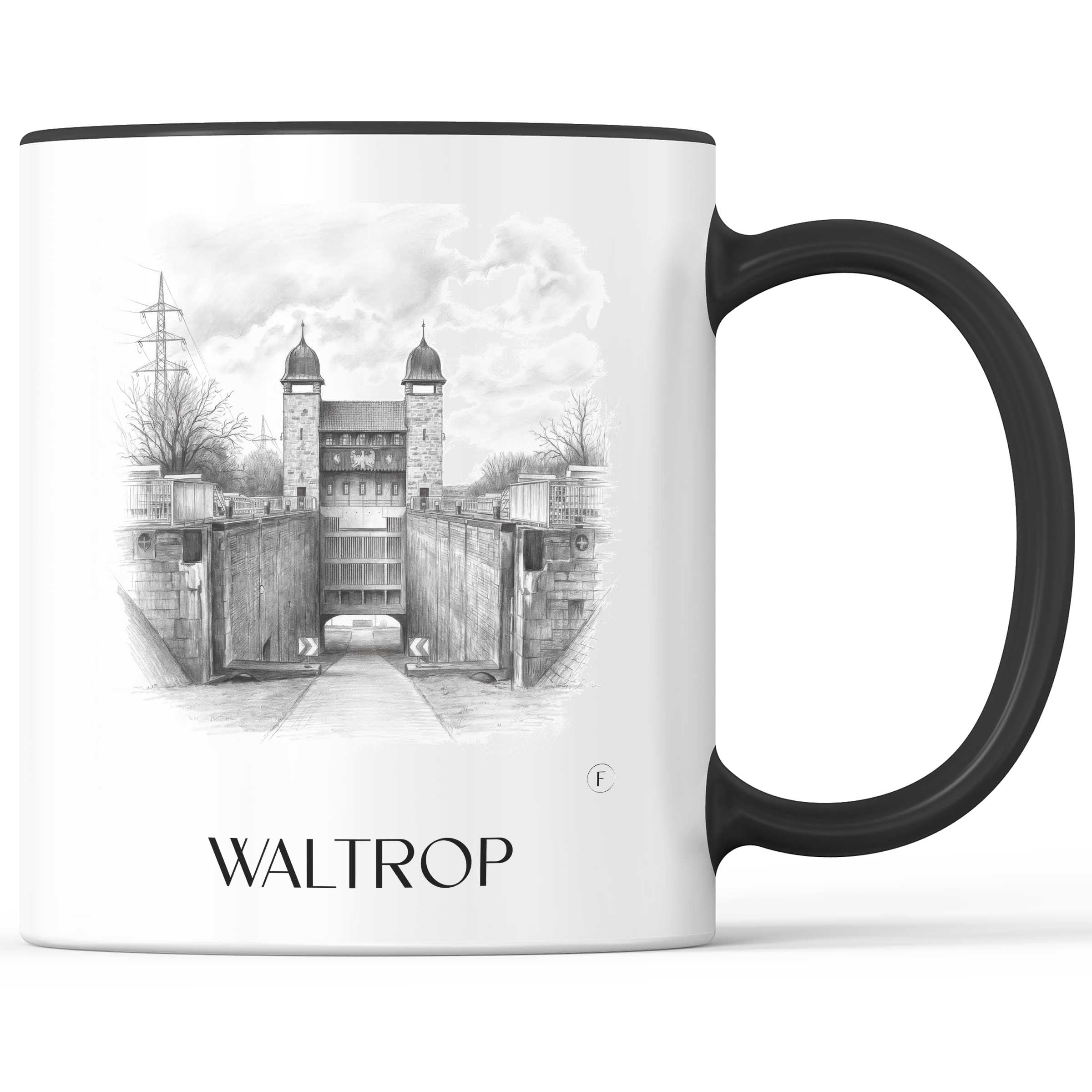 Waltrop Kaffeebecher - Ruhrgebiet - Deutschland Becher - Kaffeetasse im Zeichnung Stil