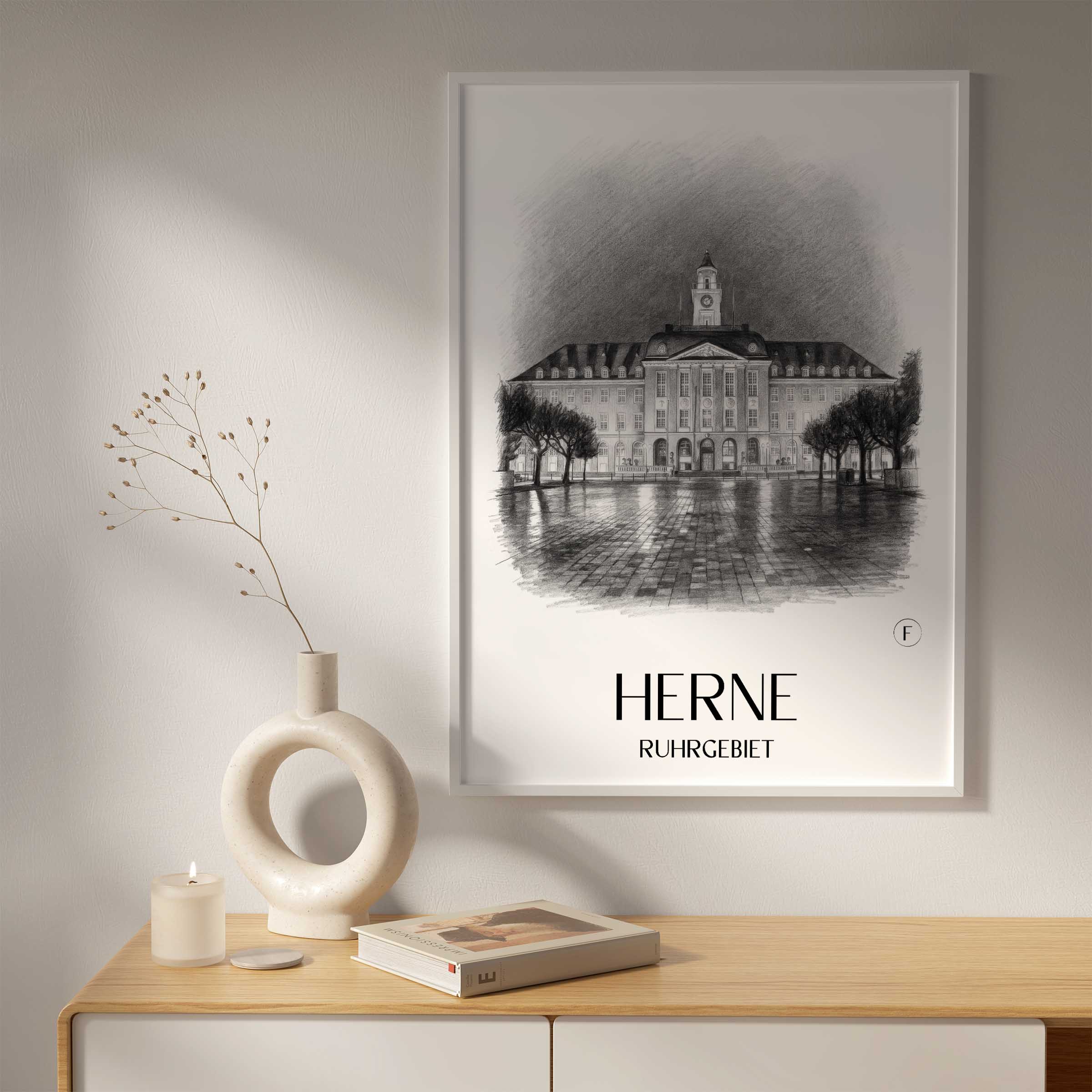 herne-ruhrgebiet-deutschland-poster-bleistift-zeichnung-drawing