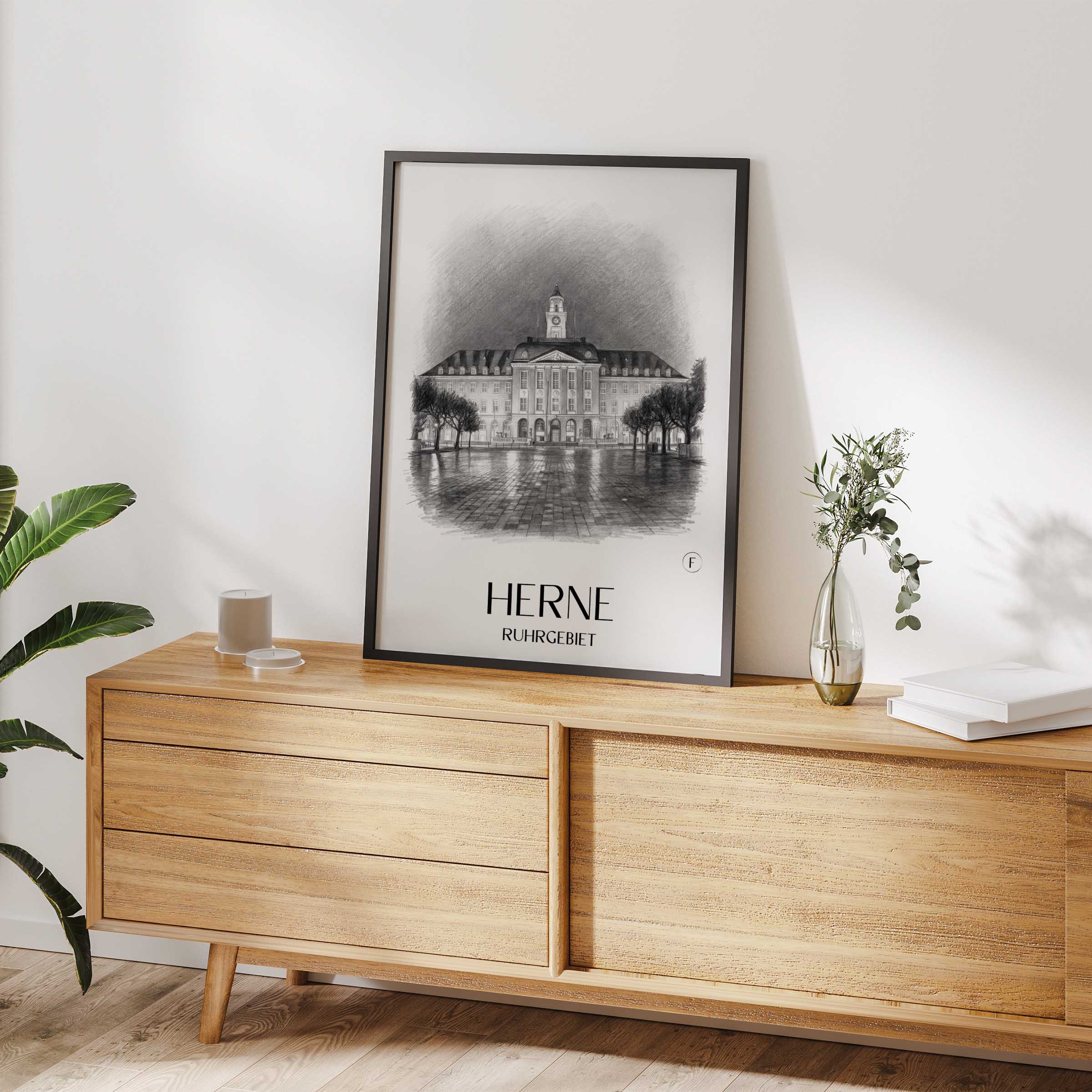 herne-ruhrgebiet-deutschland-poster-bleistift-zeichnung-drawing