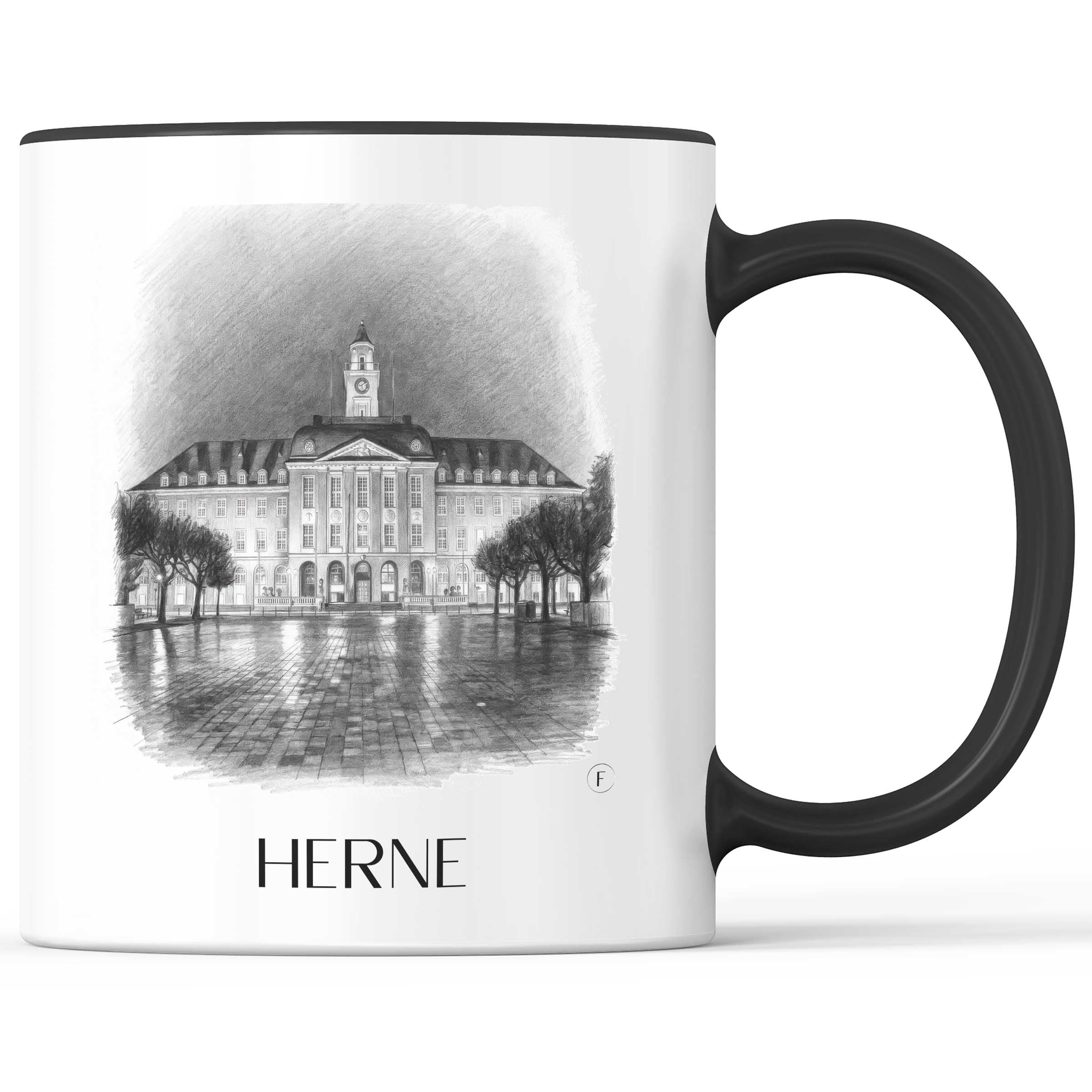 Herne Kaffeebecher - Ruhrgebiet - Deutschland Becher - Kaffeetasse im Zeichnung Stil