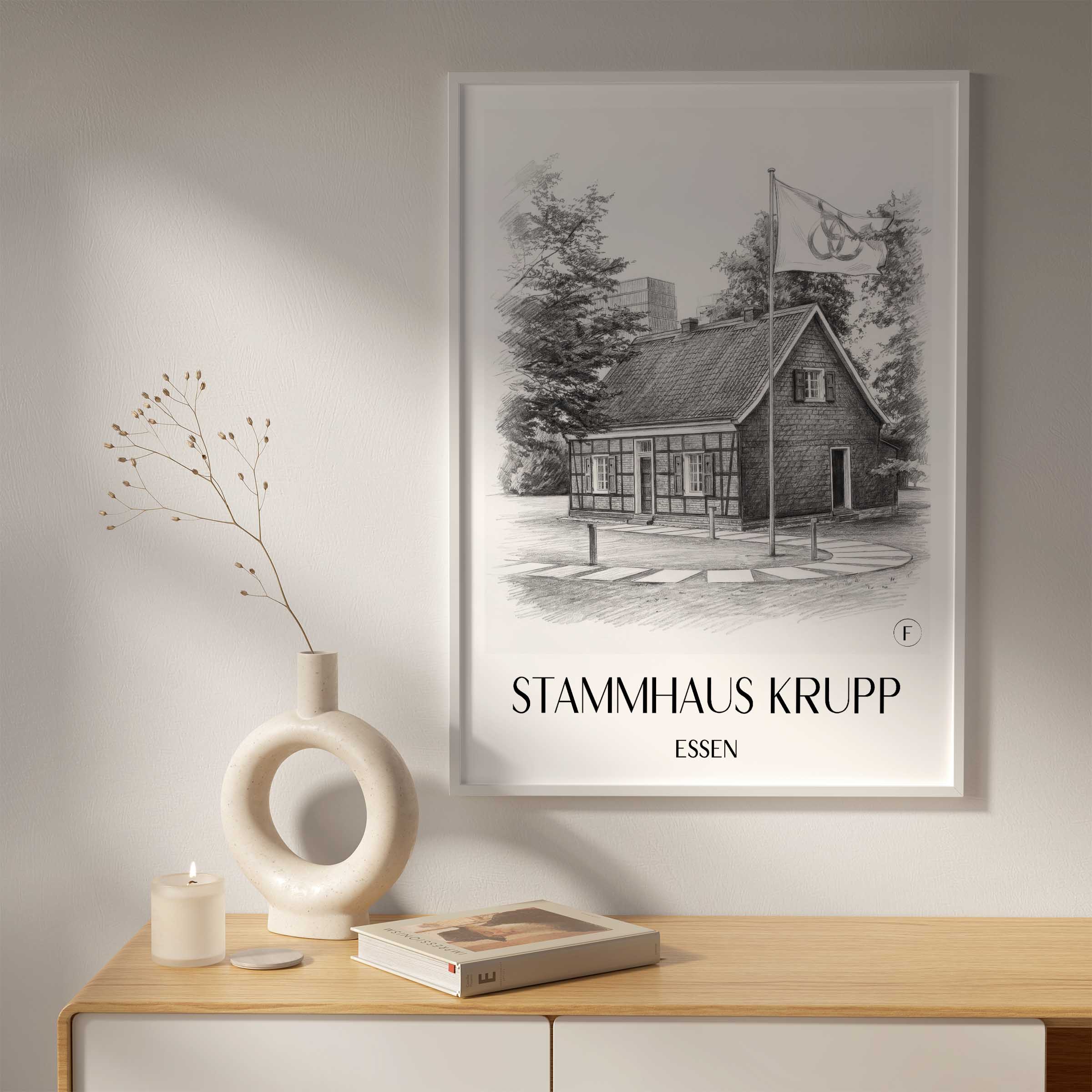 stammhaus-krupp-essen-deutschland-poster-bleistift-zeichnung-drawing