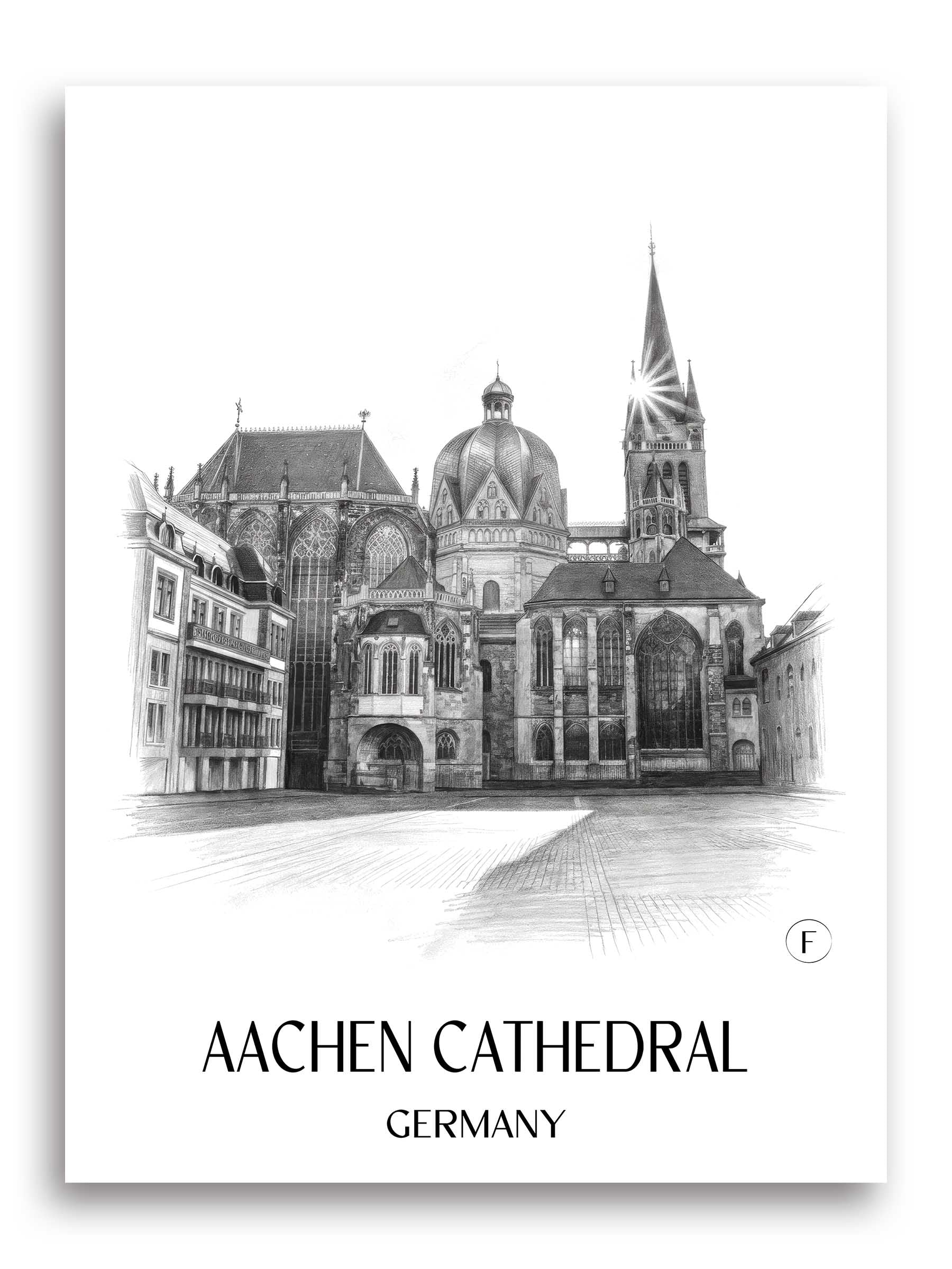 Aachener Dom Poster - Rheinland - Deutschland Kunstdruck - Zeichnung von A4 bis A1