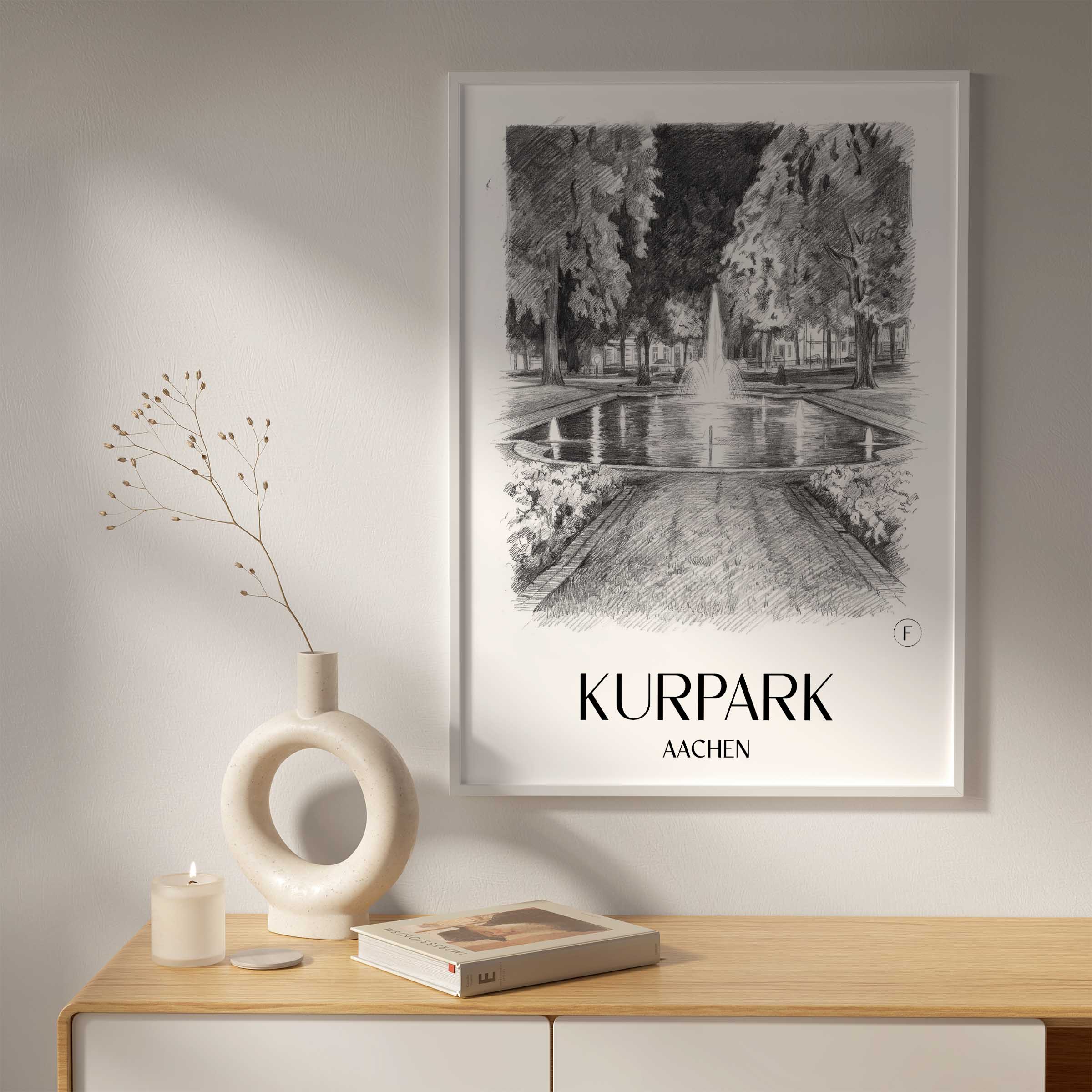 kurpark-aachen-deutschland-poster-bleistift-zeichnung-drawing