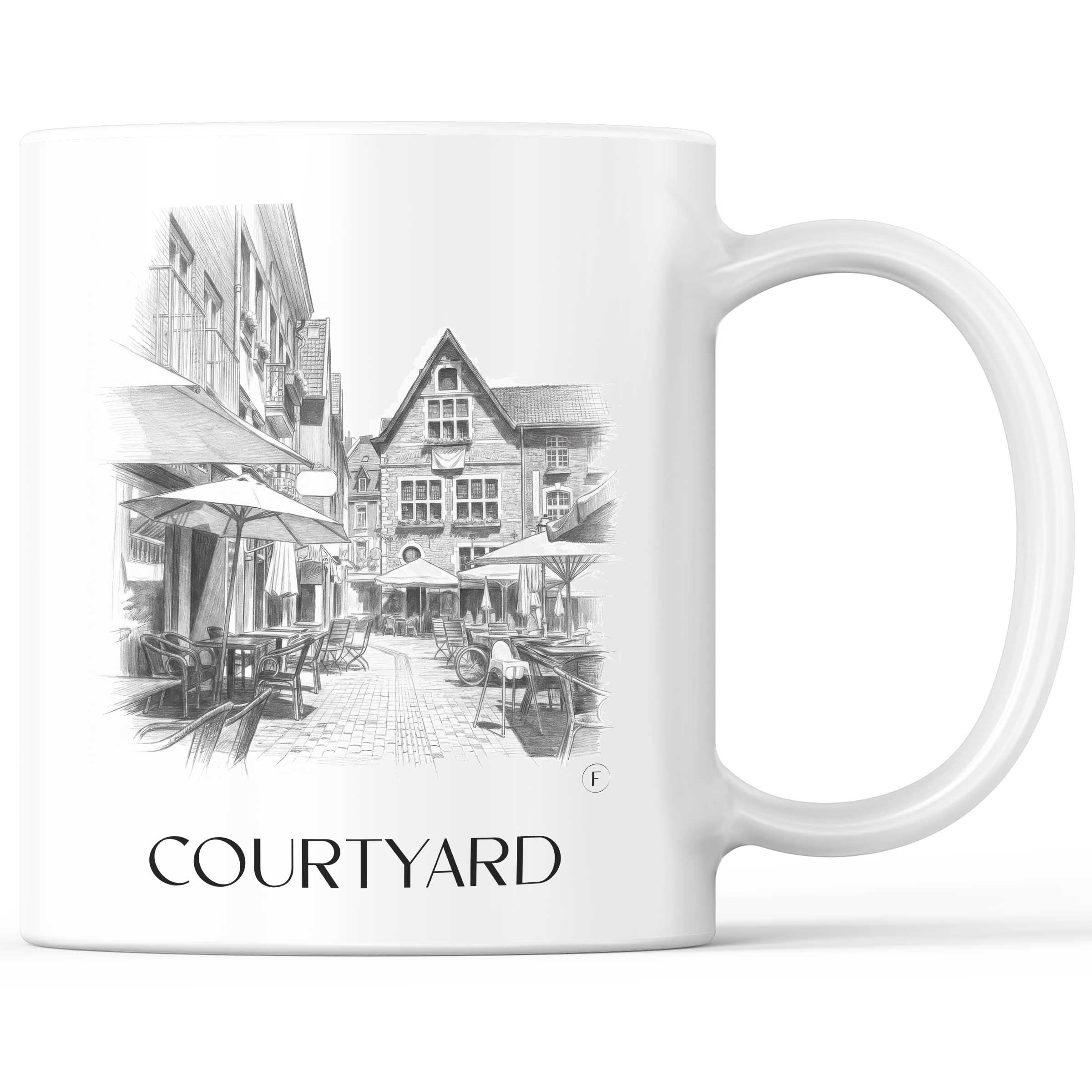 Hof Kaffeebecher - Aachen - Deutschland Becher - Kaffeetasse im Zeichnung Stil