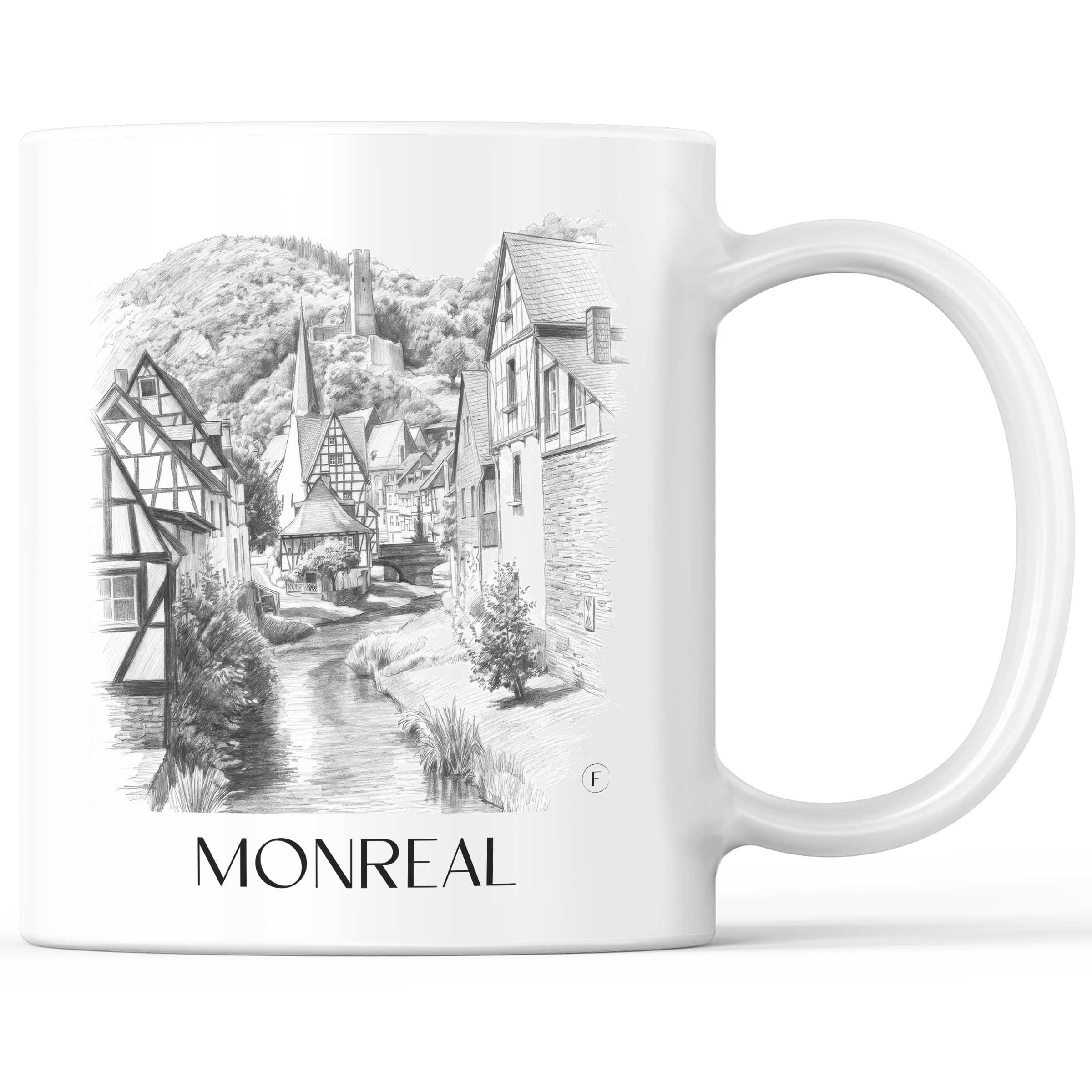 Monreal Kaffeebecher - Eifel - Deutschland Becher - Kaffeetasse im Zeichnung Stil