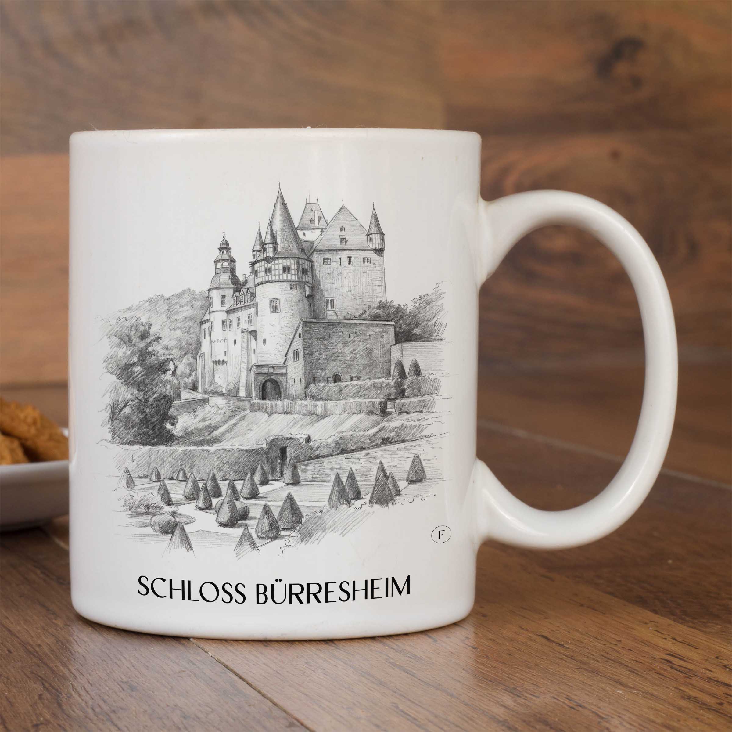 schloss-bürresheim-eifel-deutschland-kaffeebecher-bleistift-zeichnung-drawing