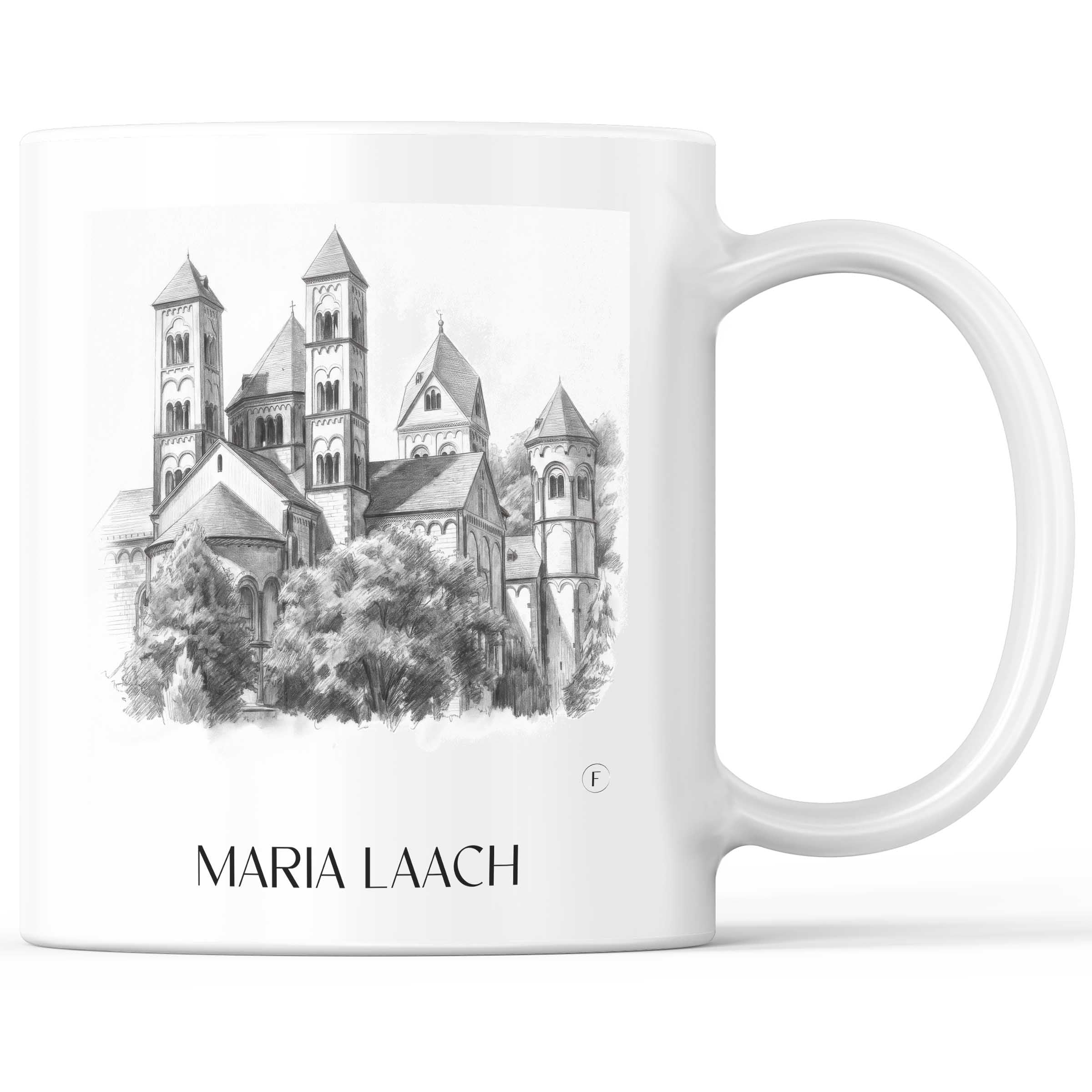 Maria Laach Kaffeebecher - Eifel - Deutschland Becher - Kaffeetasse im Zeichnung Stil