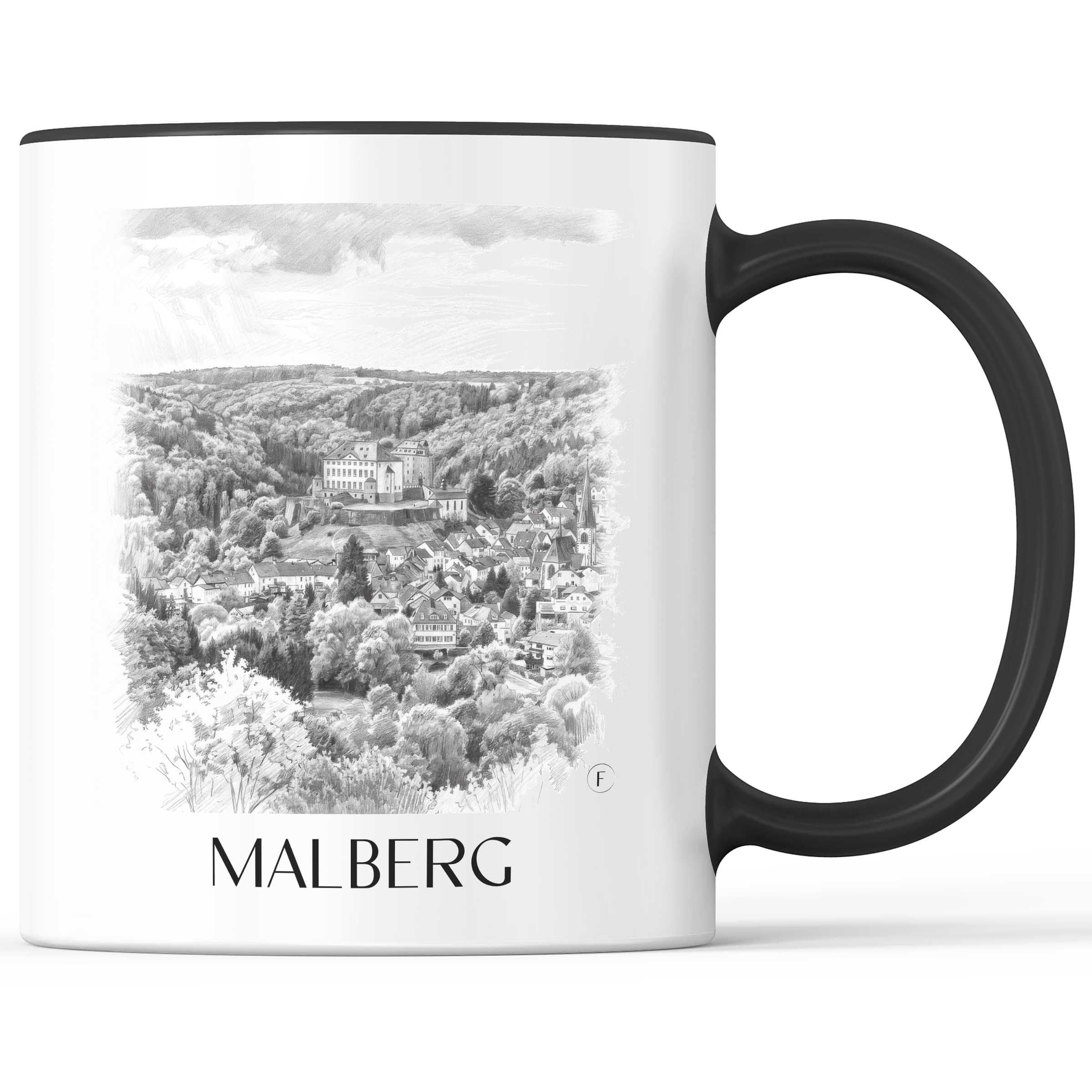 Malberg Kaffeebecher - Eifel - Deutschland Becher - Kaffeetasse im Zeichnung Stil