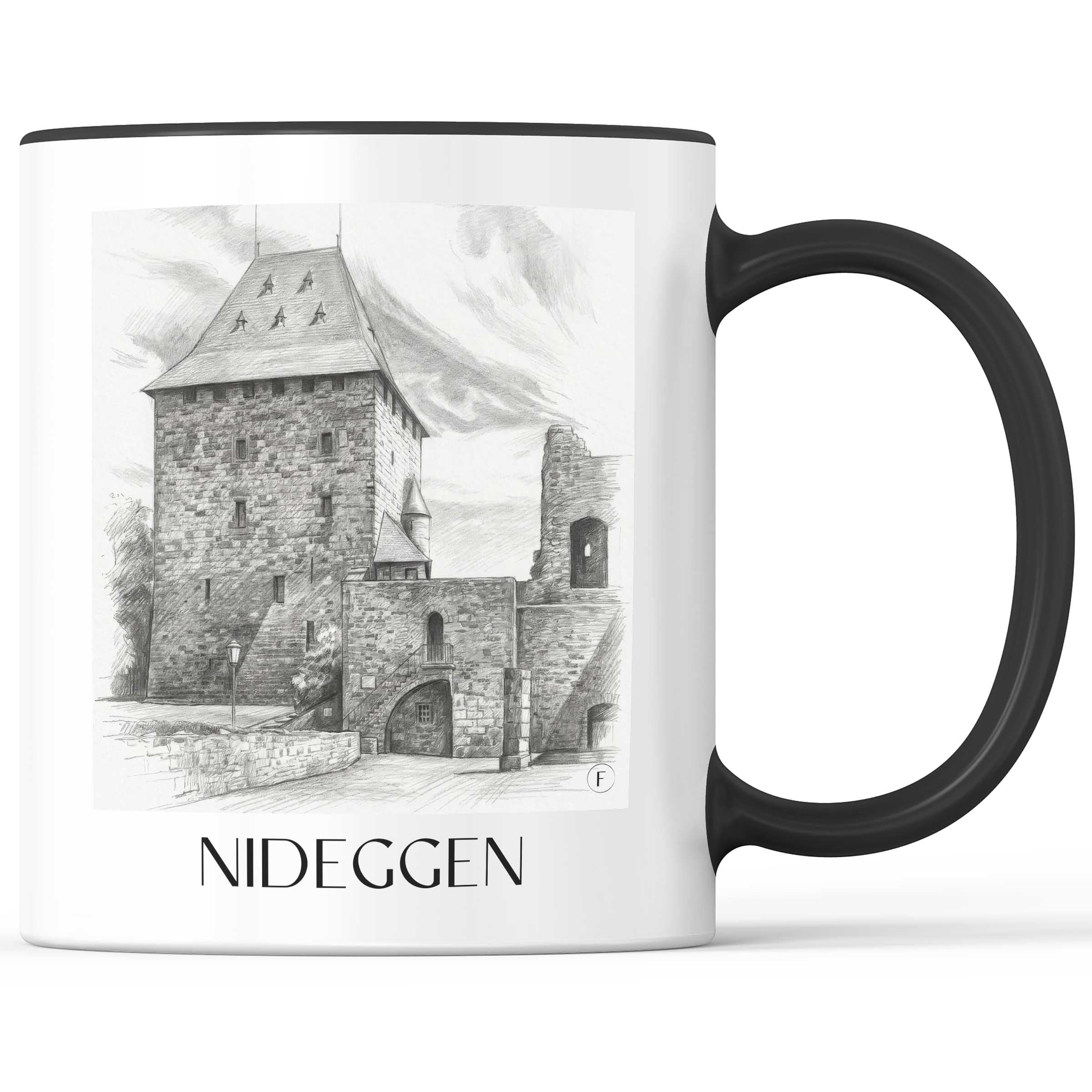 Nideggen Kaffeebecher - Eifel - Deutschland Becher - Kaffeetasse im Zeichnung Stil