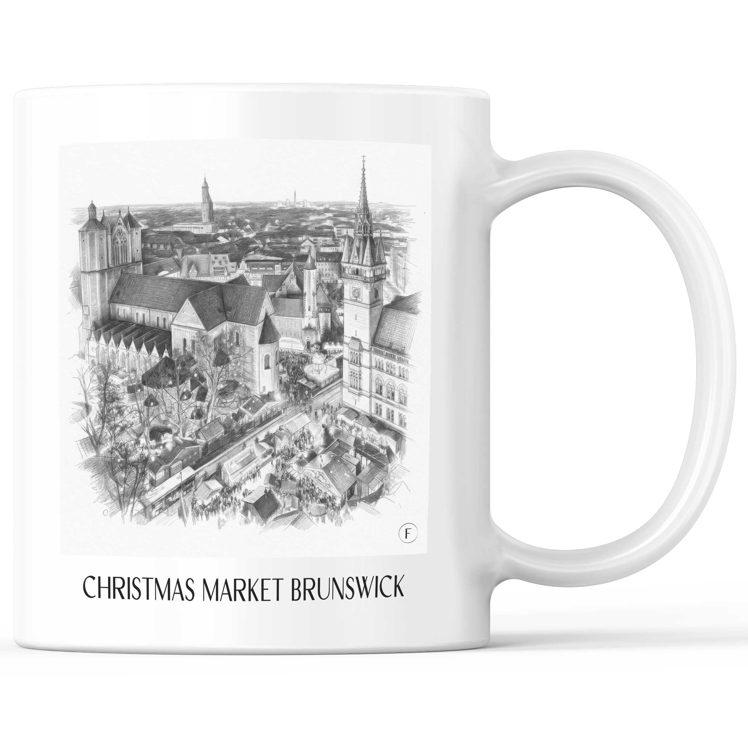 Weihnachtsmarkt Kaffeebecher - Braunschweig - Deutschland Becher - Kaffeetasse im Zeichnung Stil