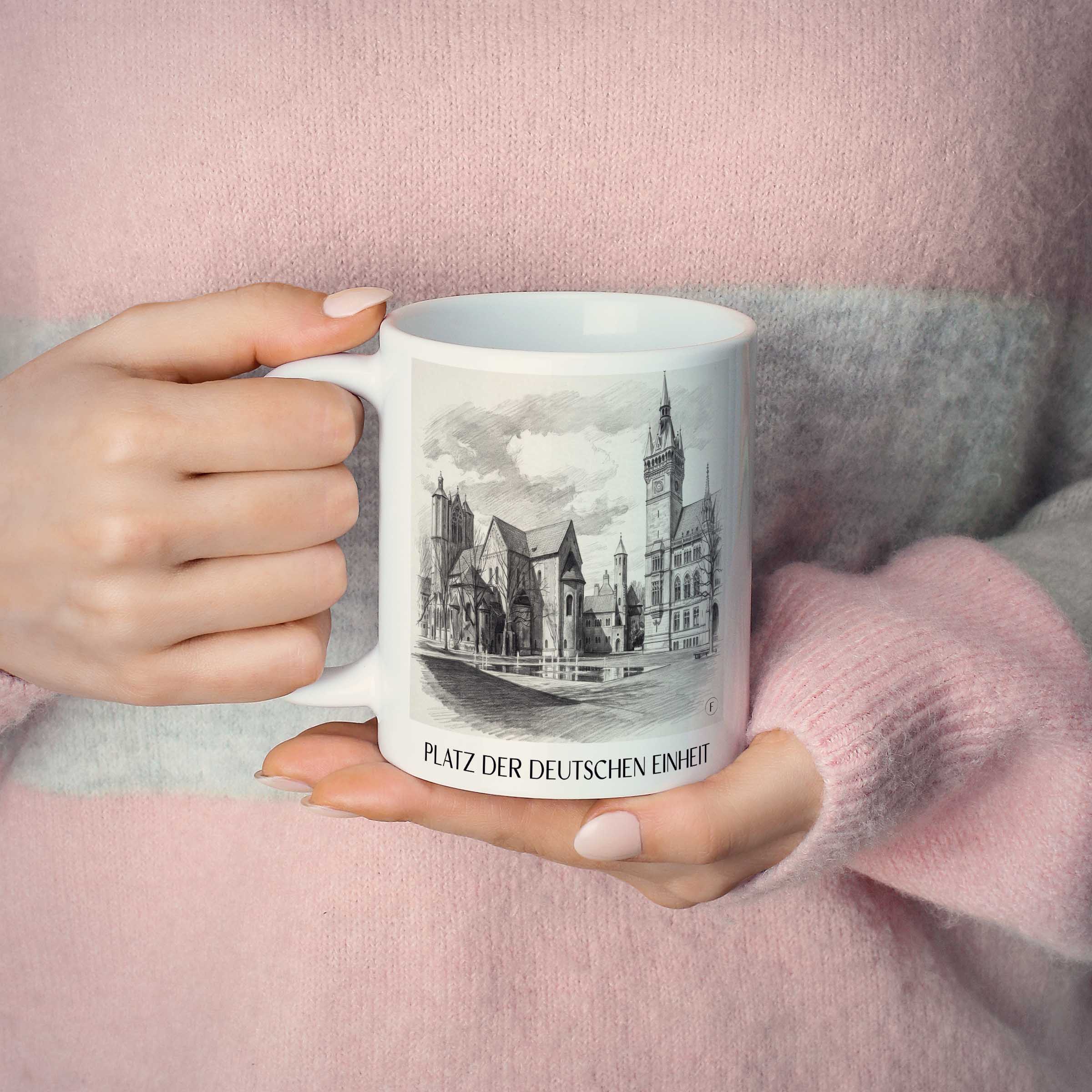 platz-der-deutschen-einheit-braunschweig-deutschland-kaffeebecher-bleistift-zeichnung-drawing