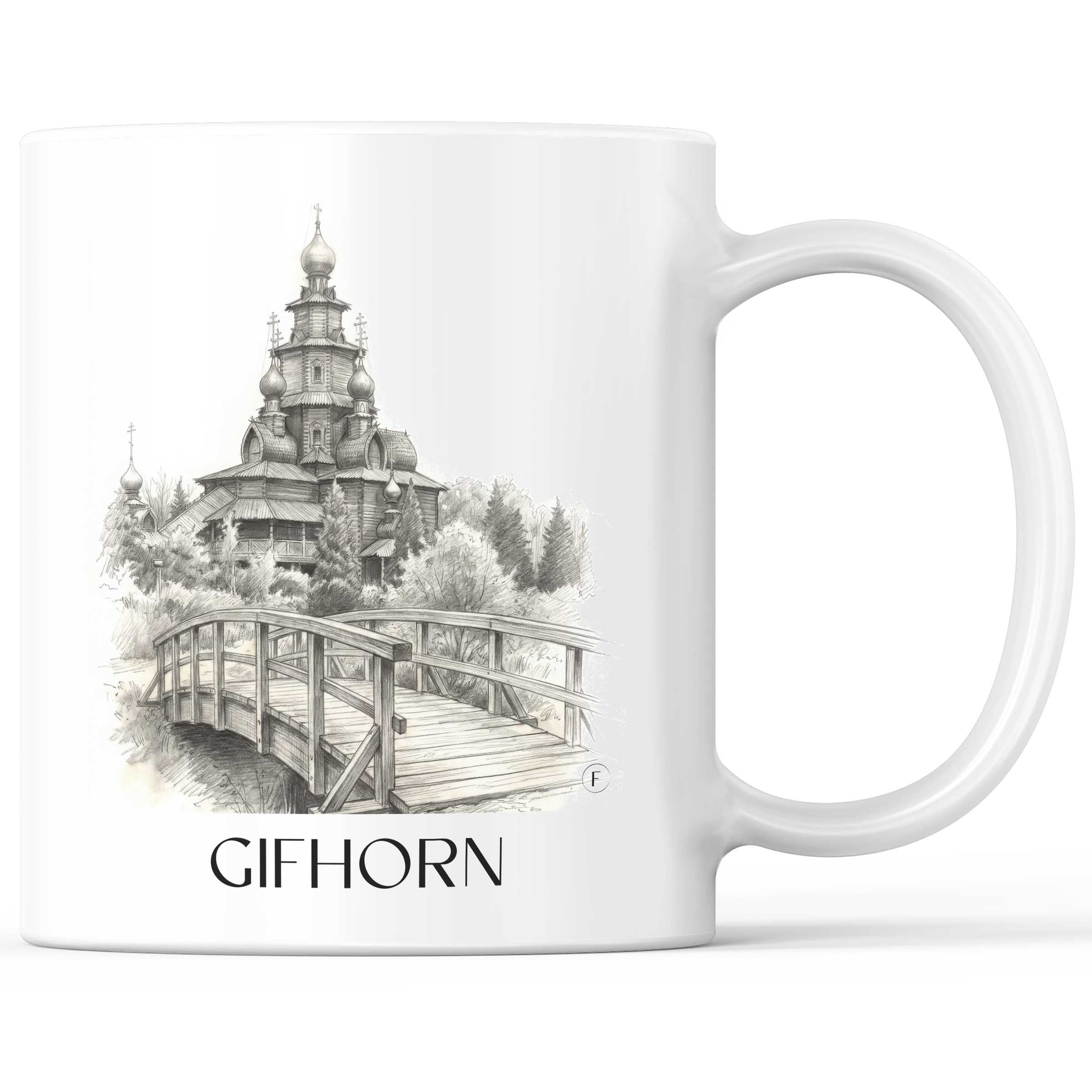 Gifhorn Kaffeebecher - Niedersachsen - Deutschland Becher - Kaffeetasse im Zeichnung Stil