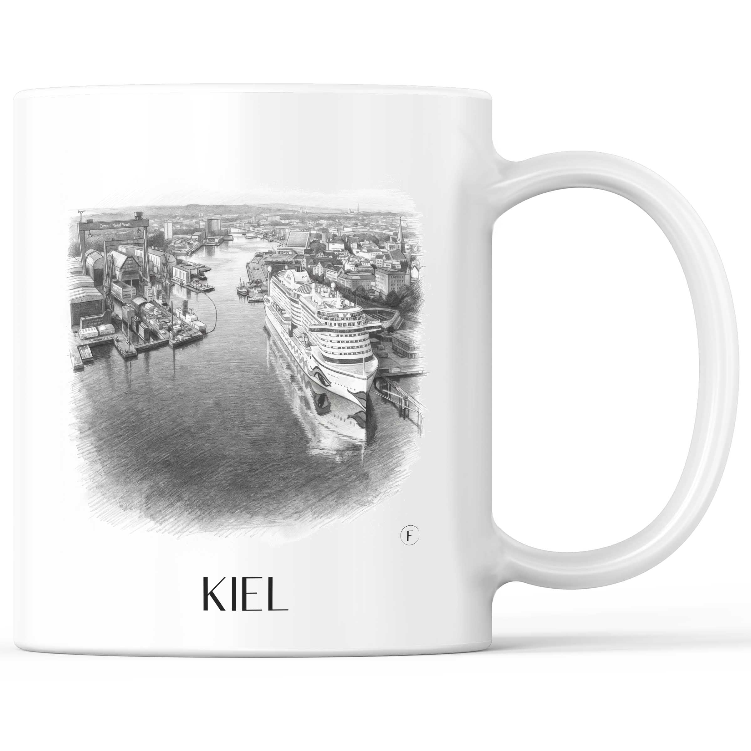 Kiel Kaffeebecher - Schleswig-Holstein - Deutschland Becher - Kaffeetasse im Zeichnung Stil