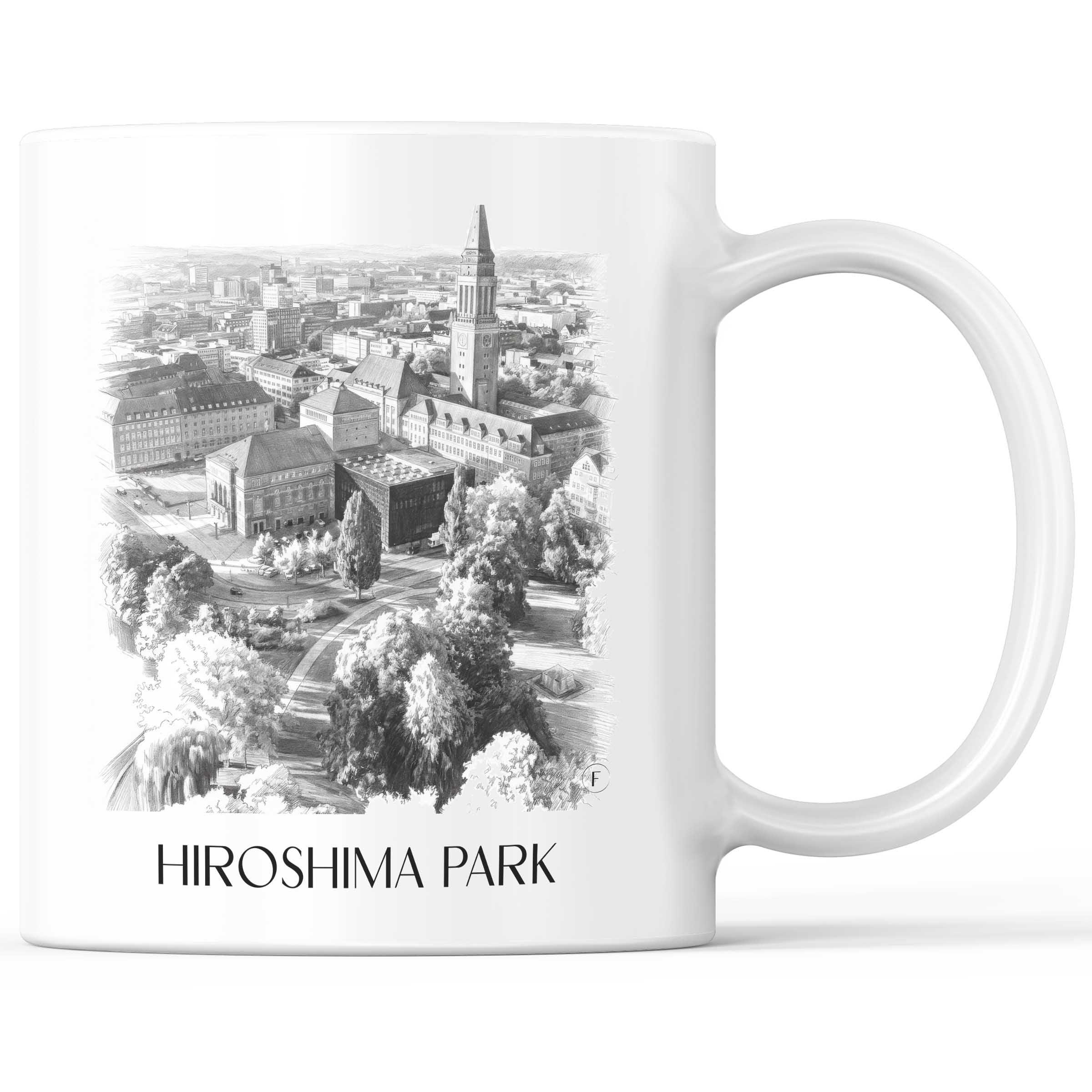 Hiroshimapark Kaffeebecher - Kiel - Deutschland Becher - Kaffeetasse im Zeichnung Stil