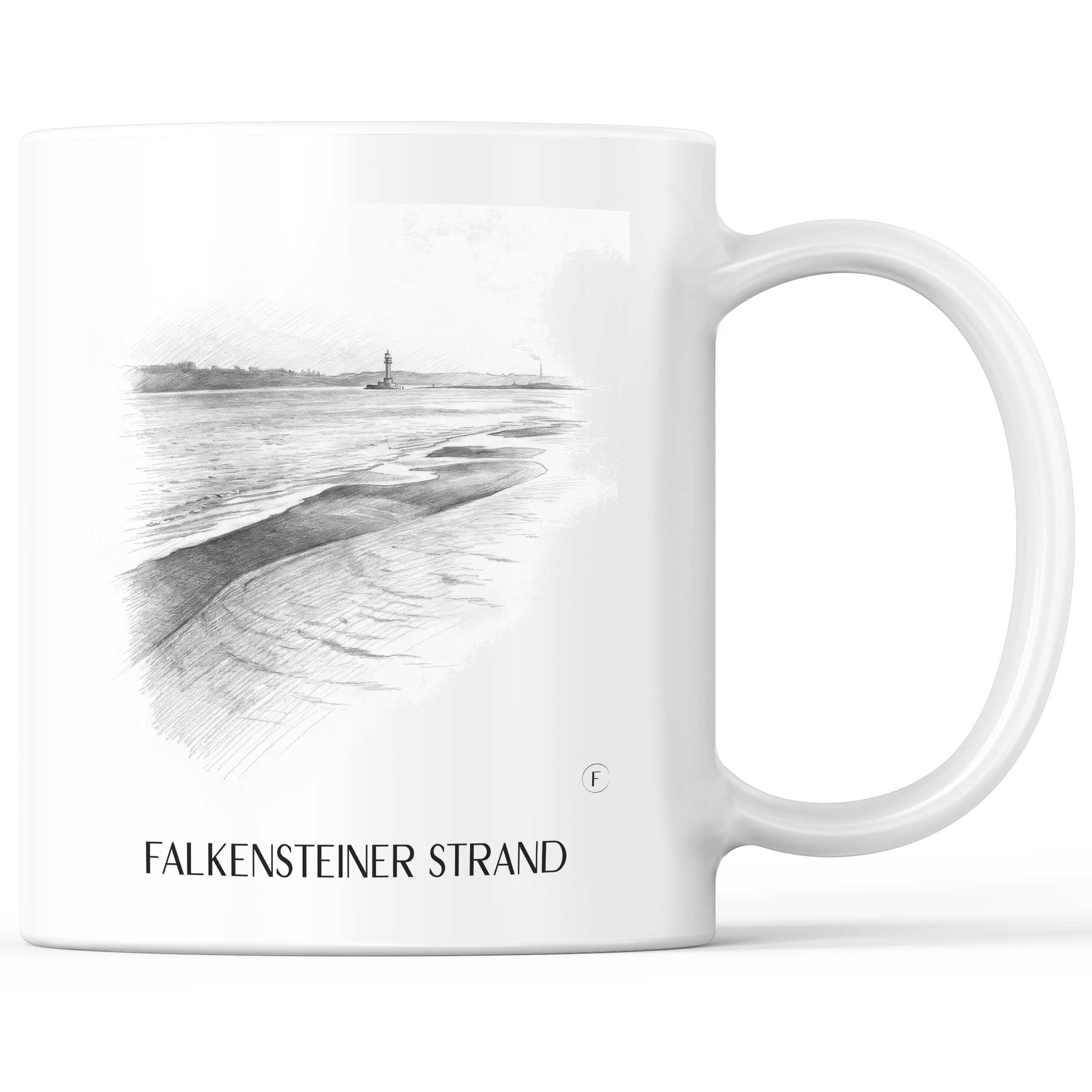 Falkensteiner Strand Kaffeebecher - Kiel - Deutschland Becher - Kaffeetasse im Zeichnung Stil