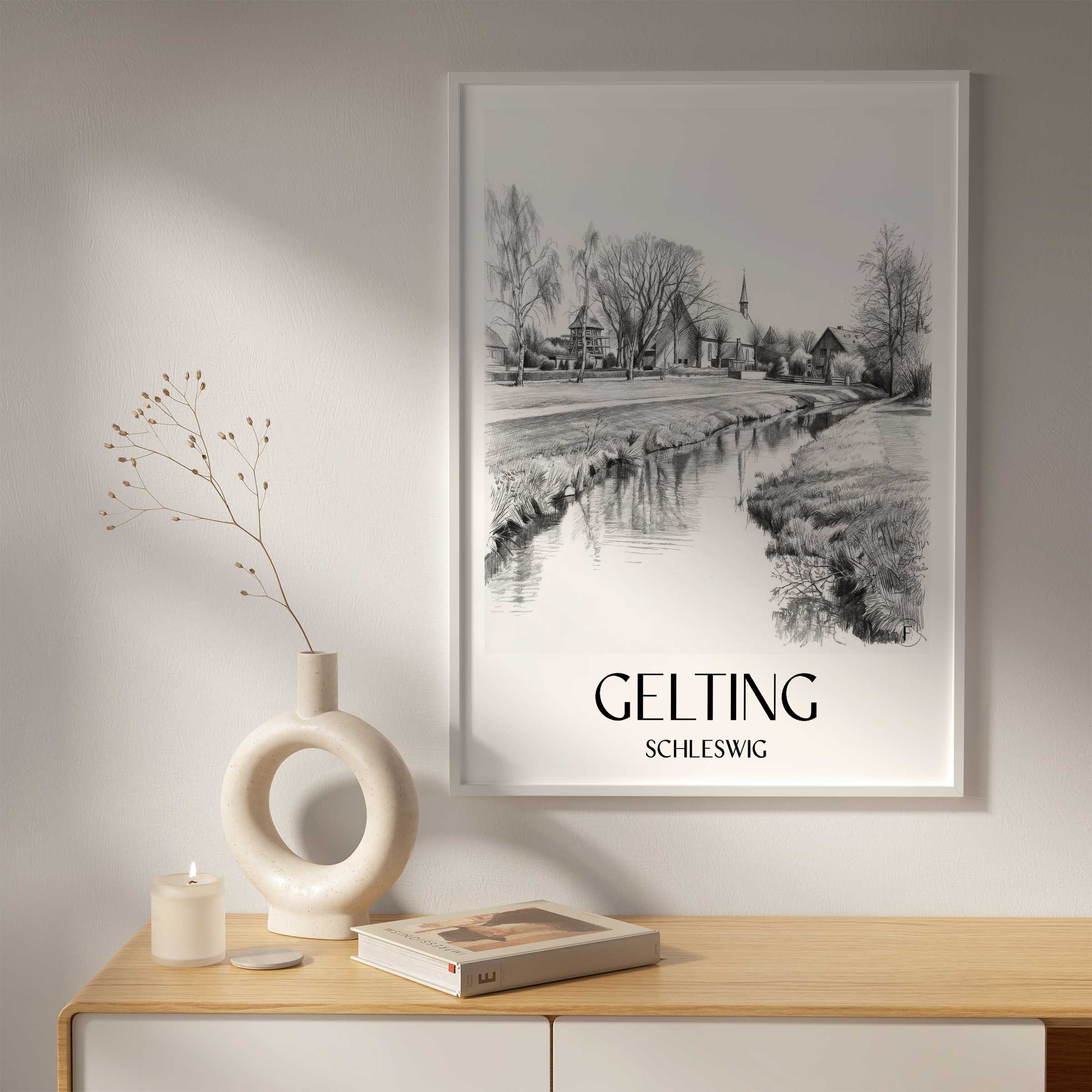 gelting-schleswig-deutschland-poster-bleistift-zeichnung-drawing