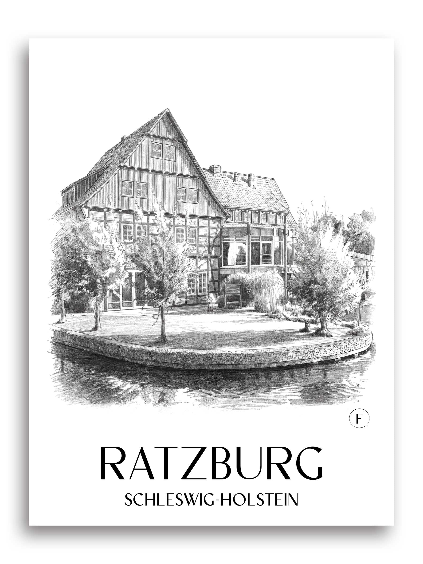 ratzburg-schleswig-holstein-deutschland-poster-bleistift-zeichnung-drawing