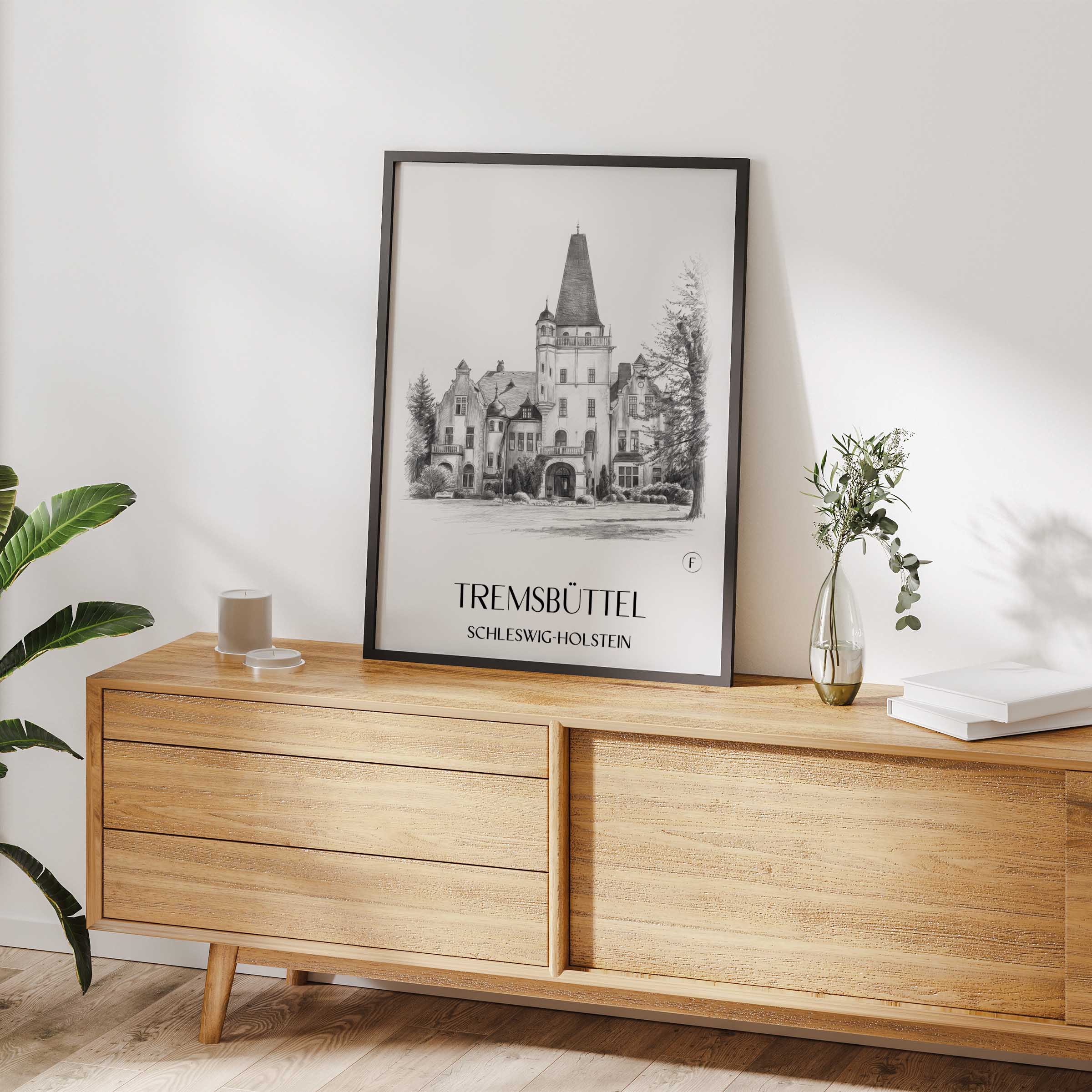 tremsbüttel-schleswig-holstein-deutschland-poster-bleistift-zeichnung-drawing