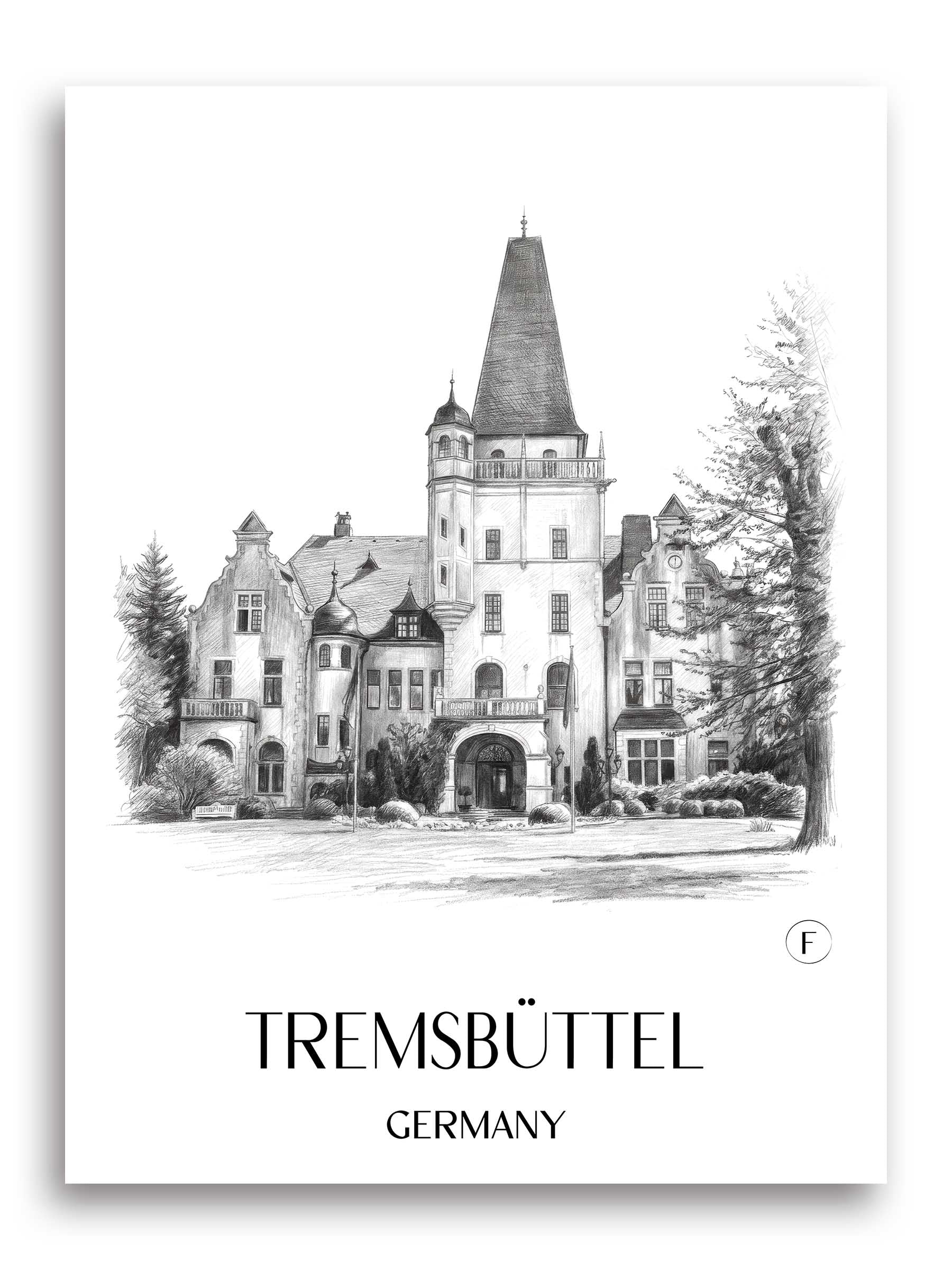 Tremsbüttel Poster - Schleswig-Holstein - Deutschland Kunstdruck - Zeichnung von A4 bis A1