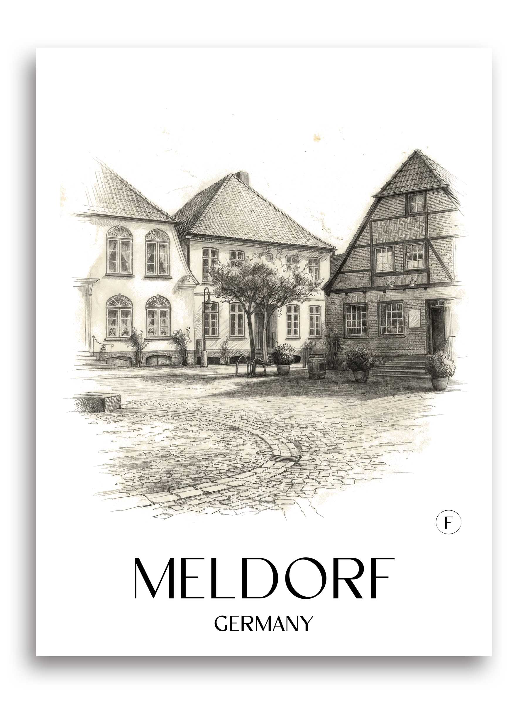 Meldorf Poster - Schleswig-Holstein - Deutschland Kunstdruck - Zeichnung von A4 bis A1