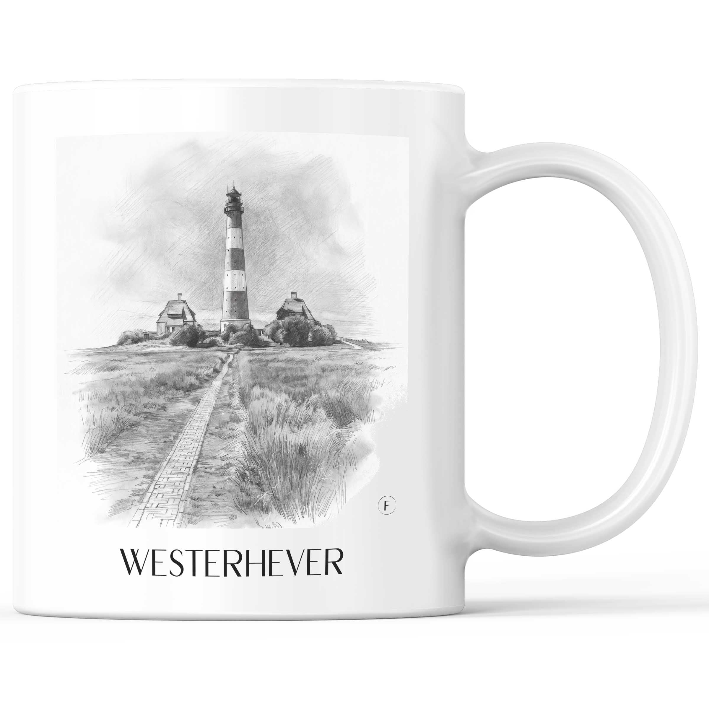 Westerhever Kaffeebecher - Schleswig - Deutschland Becher - Kaffeetasse im Zeichnung Stil