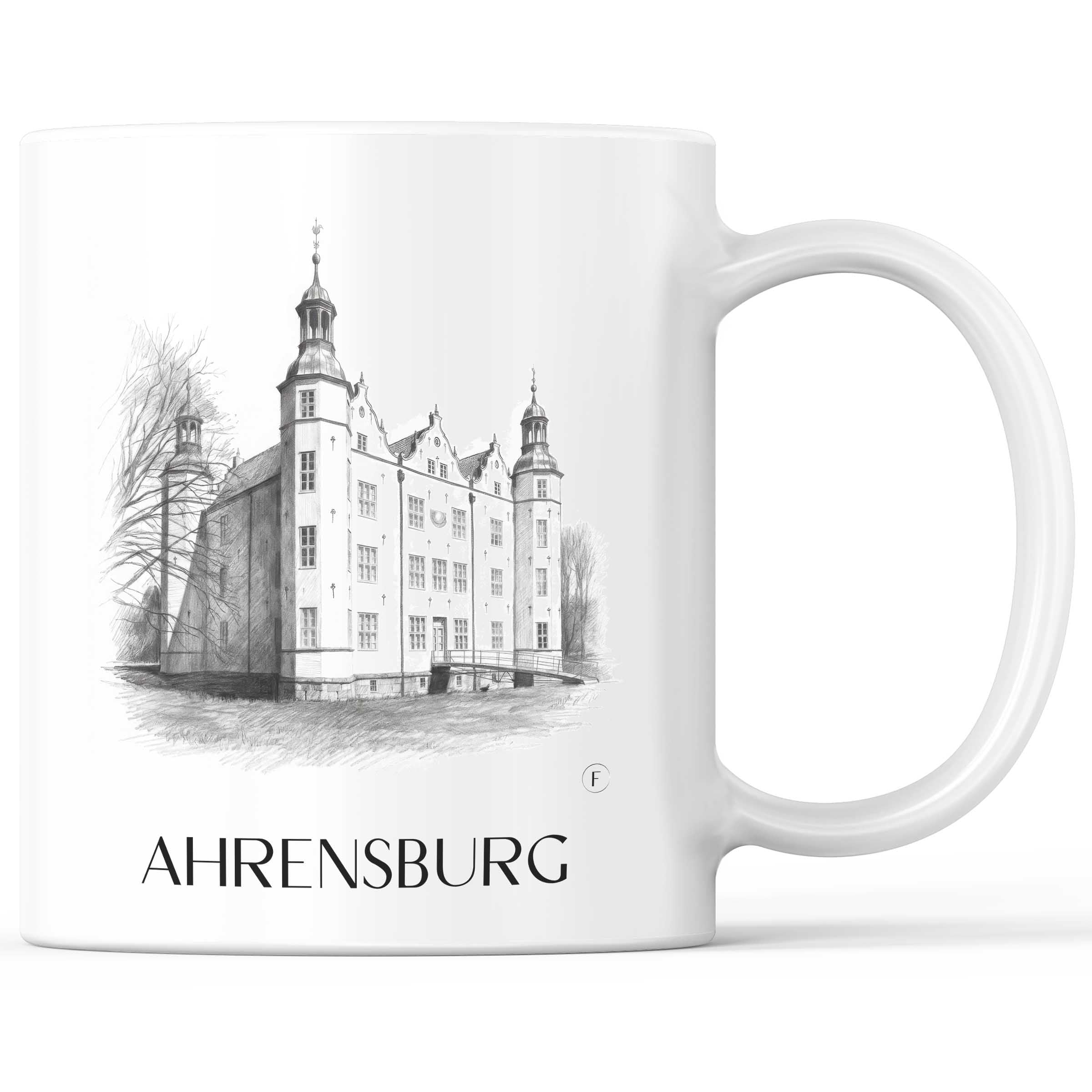 Ahrensburg Kaffeebecher - Schleswig-Holstein - Deutschland Becher - Kaffeetasse im Zeichnung Stil