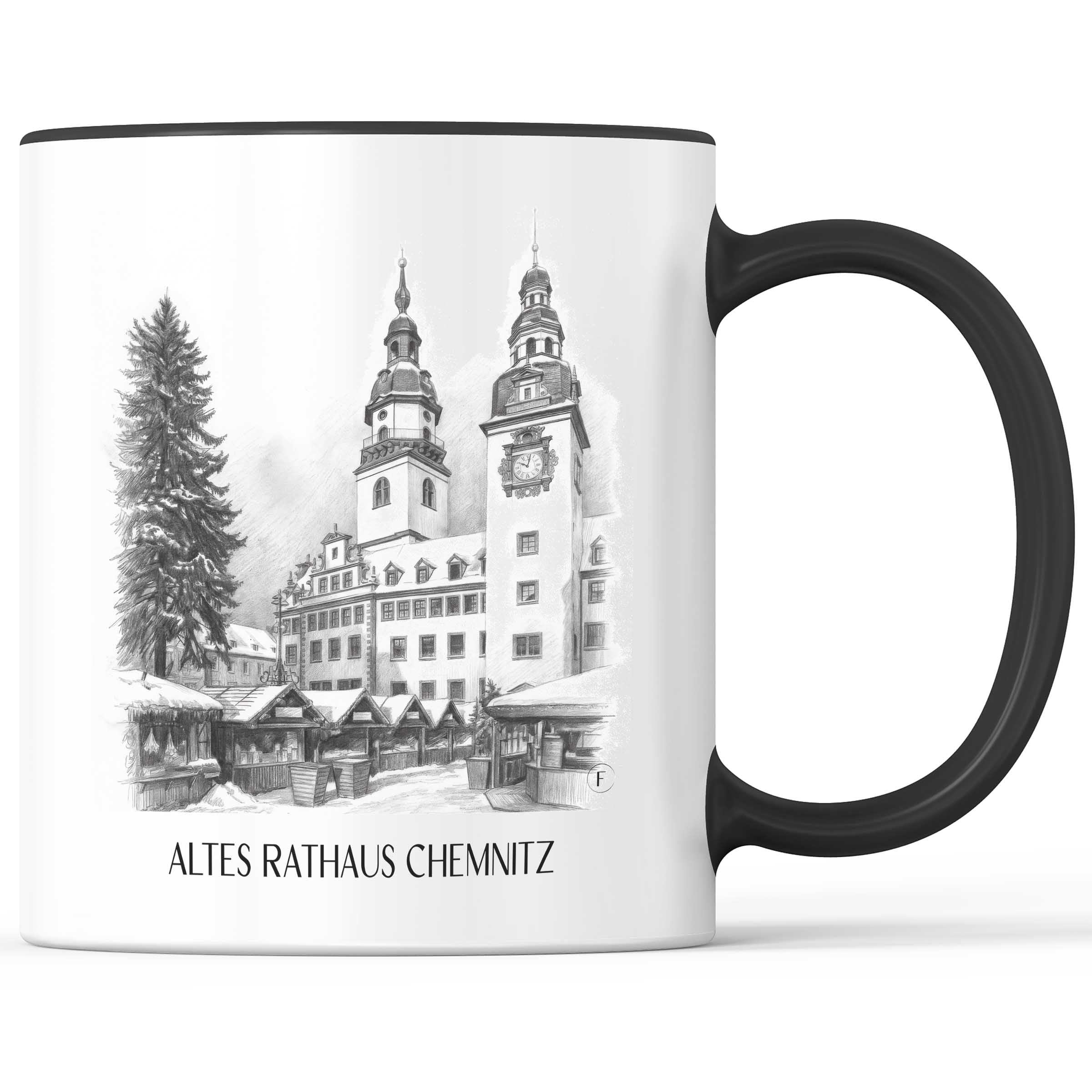 altes-rathaus-chemnitz-deutschland-kaffeebecher-bleistift-zeichnung-drawing