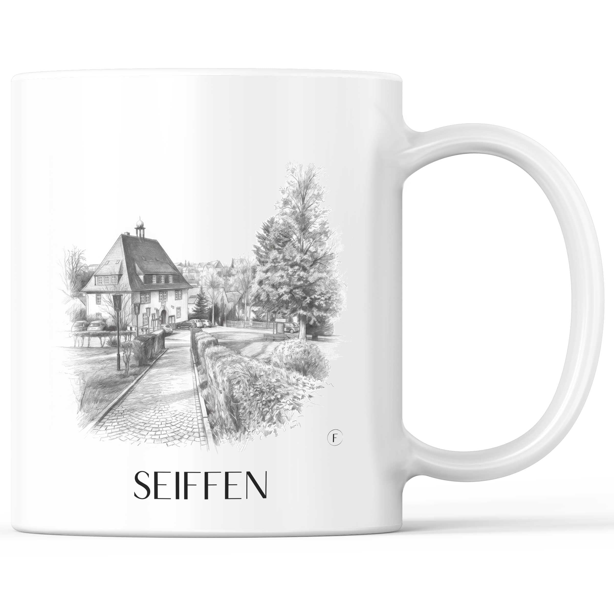 Seiffen Kaffeebecher - Erzgebirge - Deutschland Becher - Kaffeetasse im Zeichnung Stil