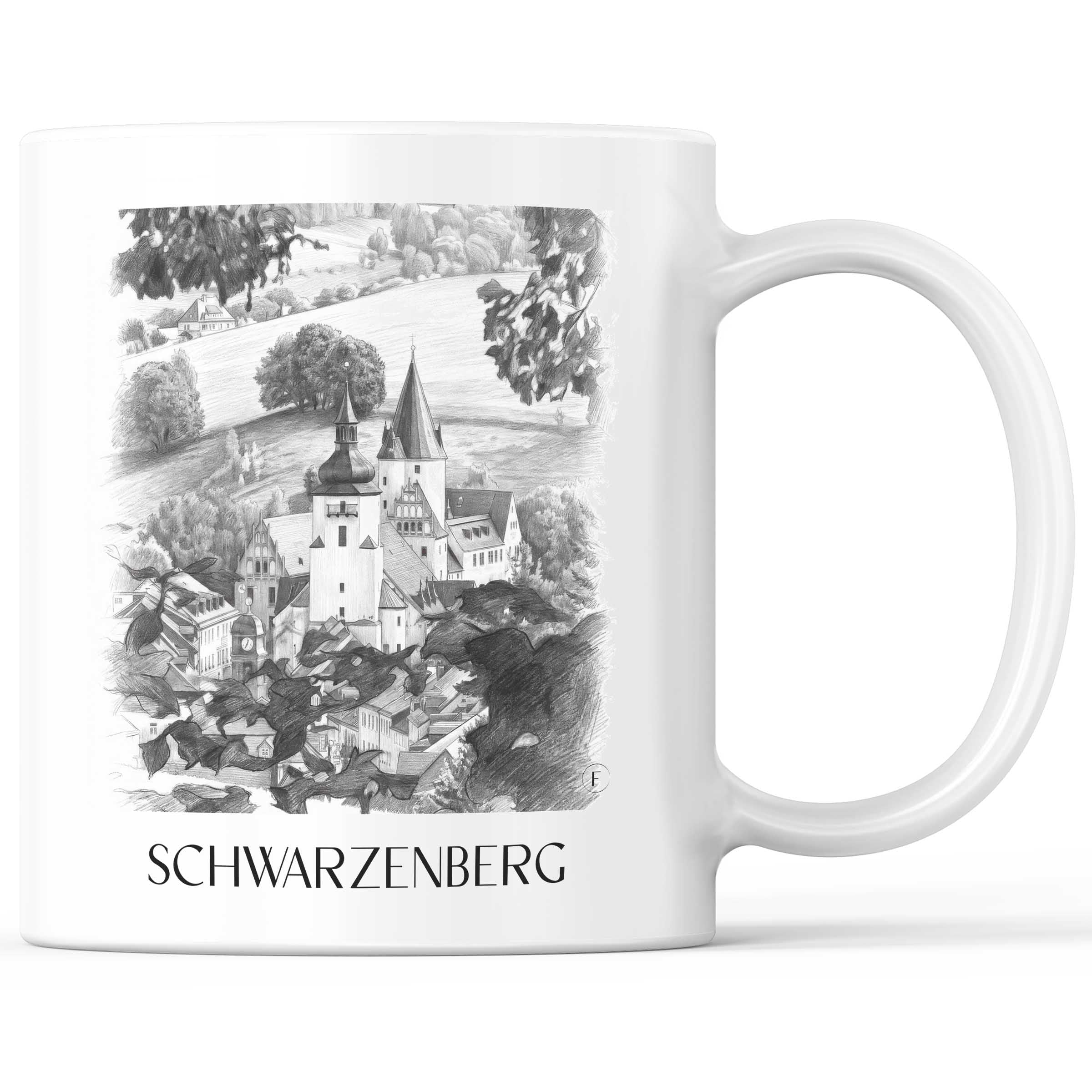 Schwarzenberg Kaffeebecher - Erzgebirge - Deutschland Becher - Kaffeetasse im Zeichnung Stil