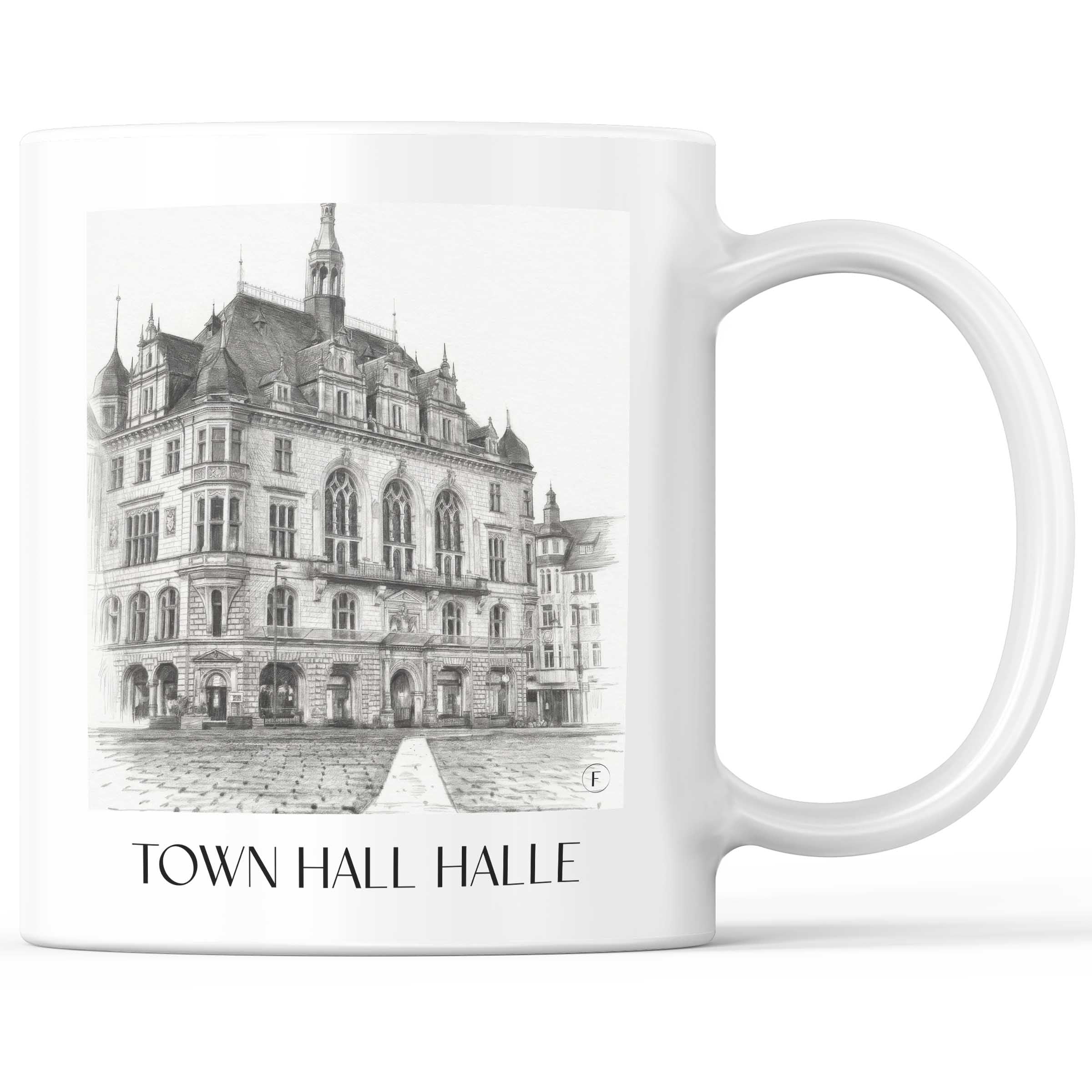 Stadthaus Kaffeebecher - Halle - Deutschland Becher - Kaffeetasse im Zeichnung Stil