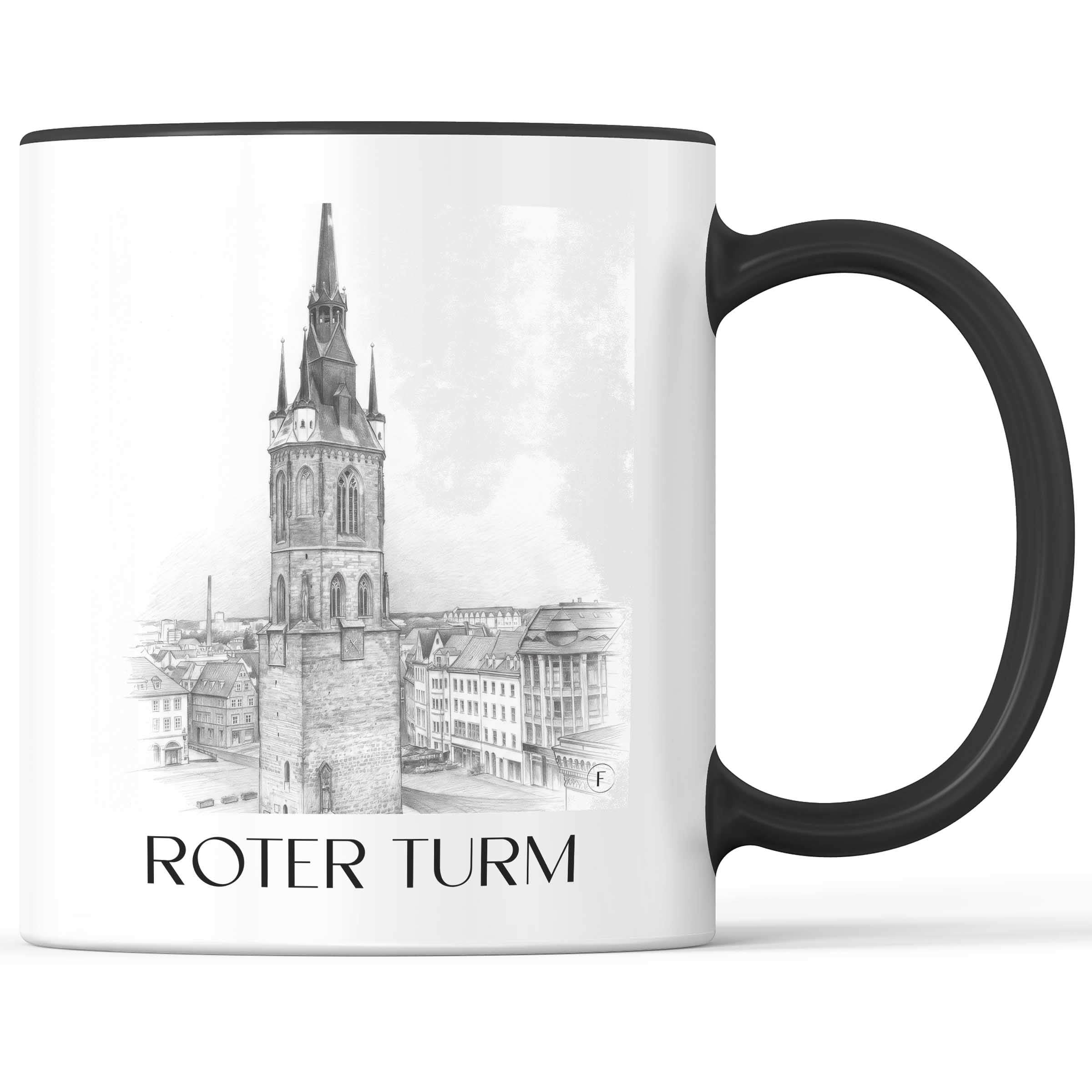 roter-turm-halle-deutschland-kaffeebecher-bleistift-zeichnung-drawing
