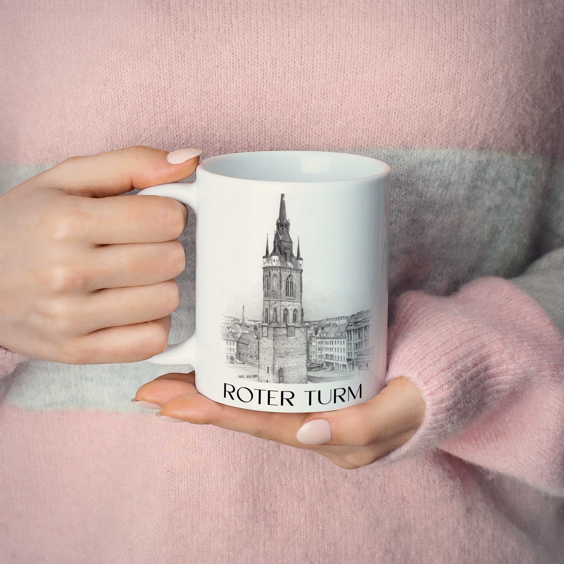 roter-turm-halle-deutschland-kaffeebecher-bleistift-zeichnung-drawing