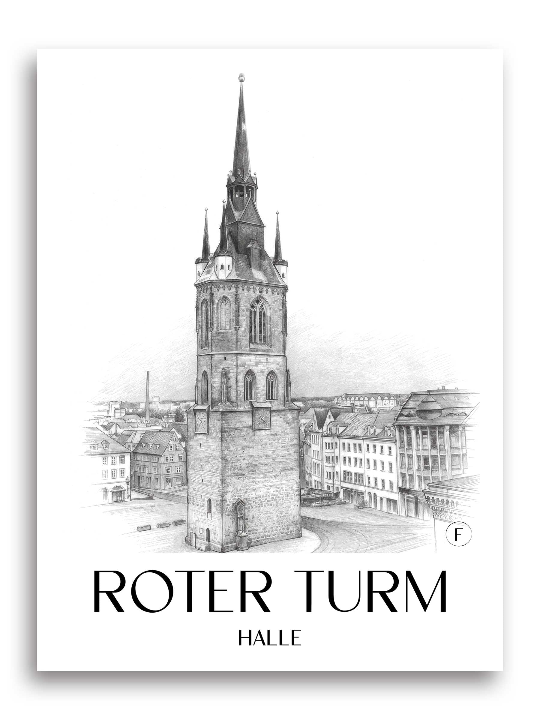 roter-turm-halle-deutschland-poster-bleistift-zeichnung-drawing